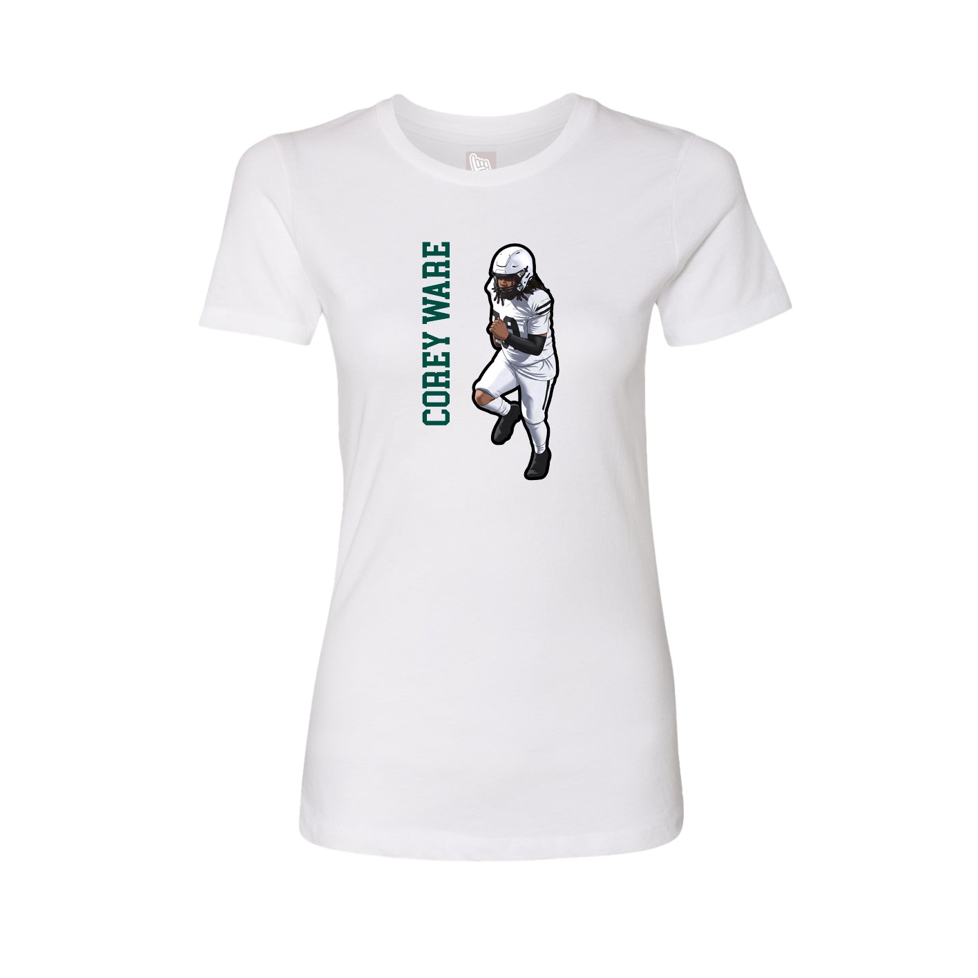 Fitted Women's Tee — Name Vertical in White