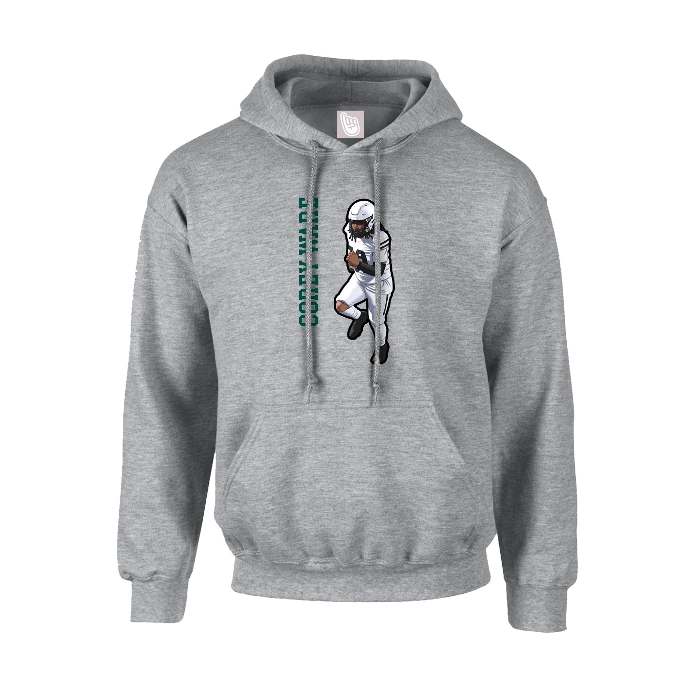 Hoodie — Name Vertical in Grey