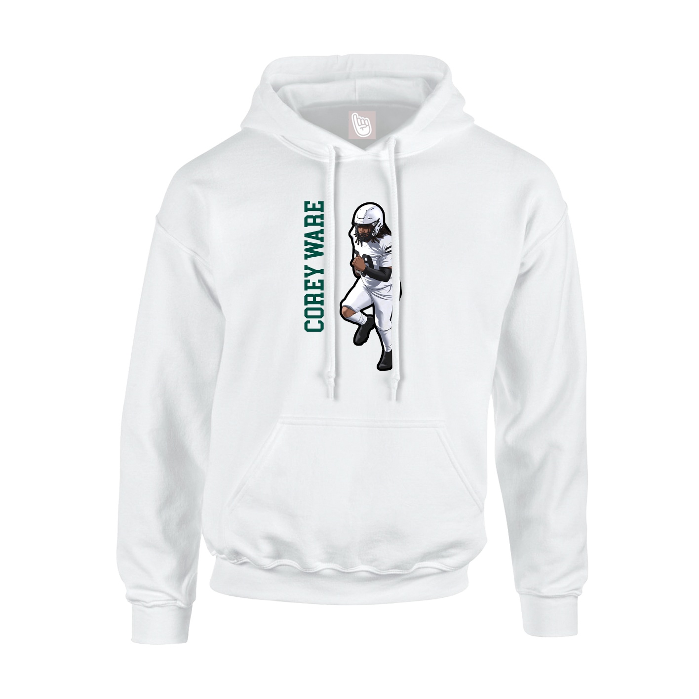 Youth Hoodie — Name Vertical in White