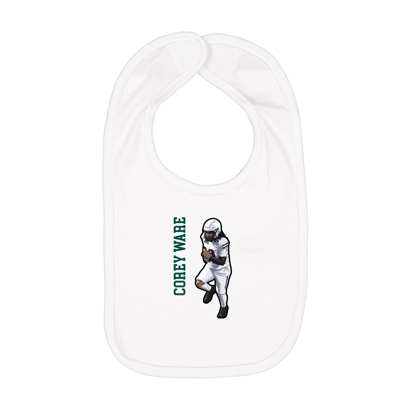 Infant Bib — Name Vertical in White