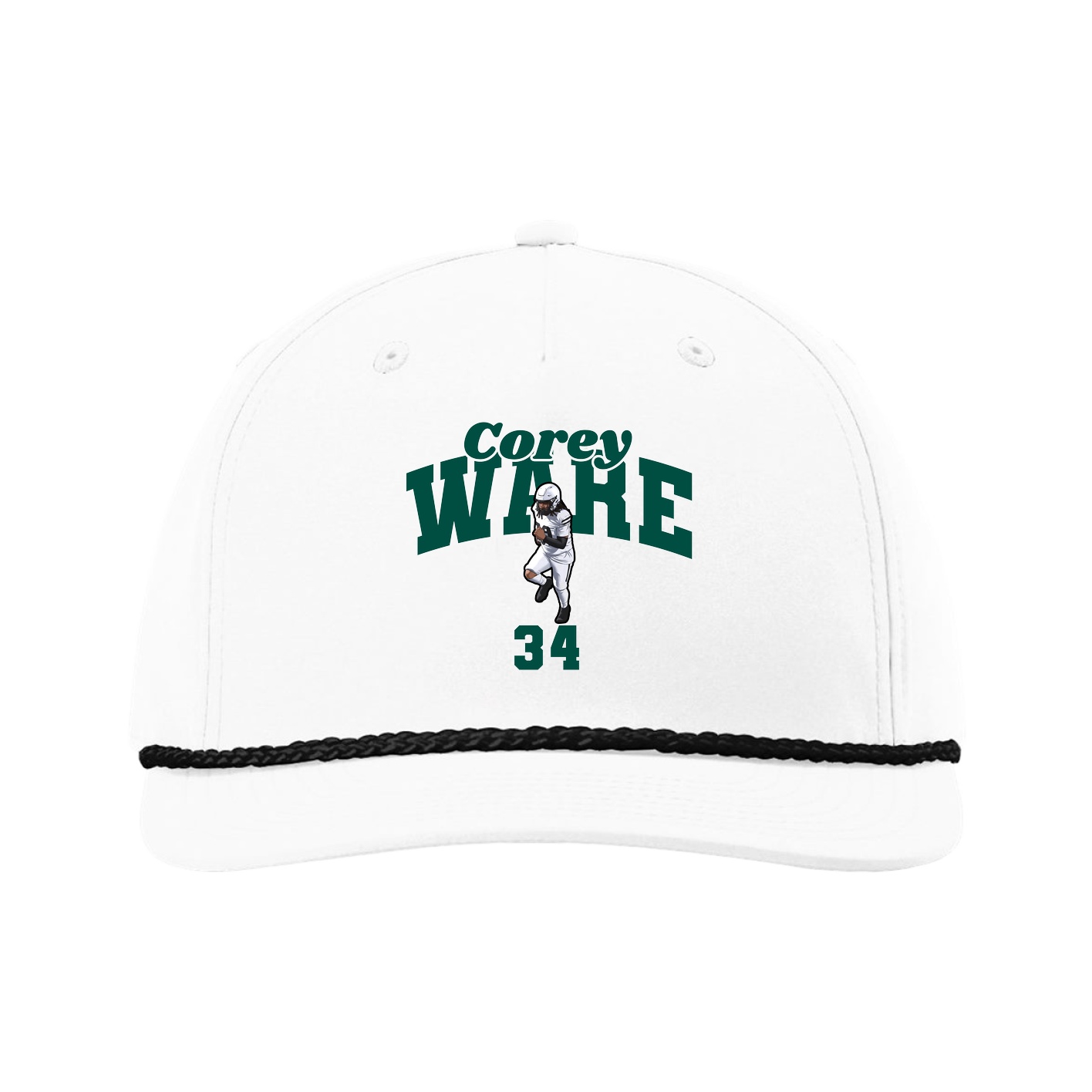 Five-Panel Classic Rope Cap — Signature Arch in White