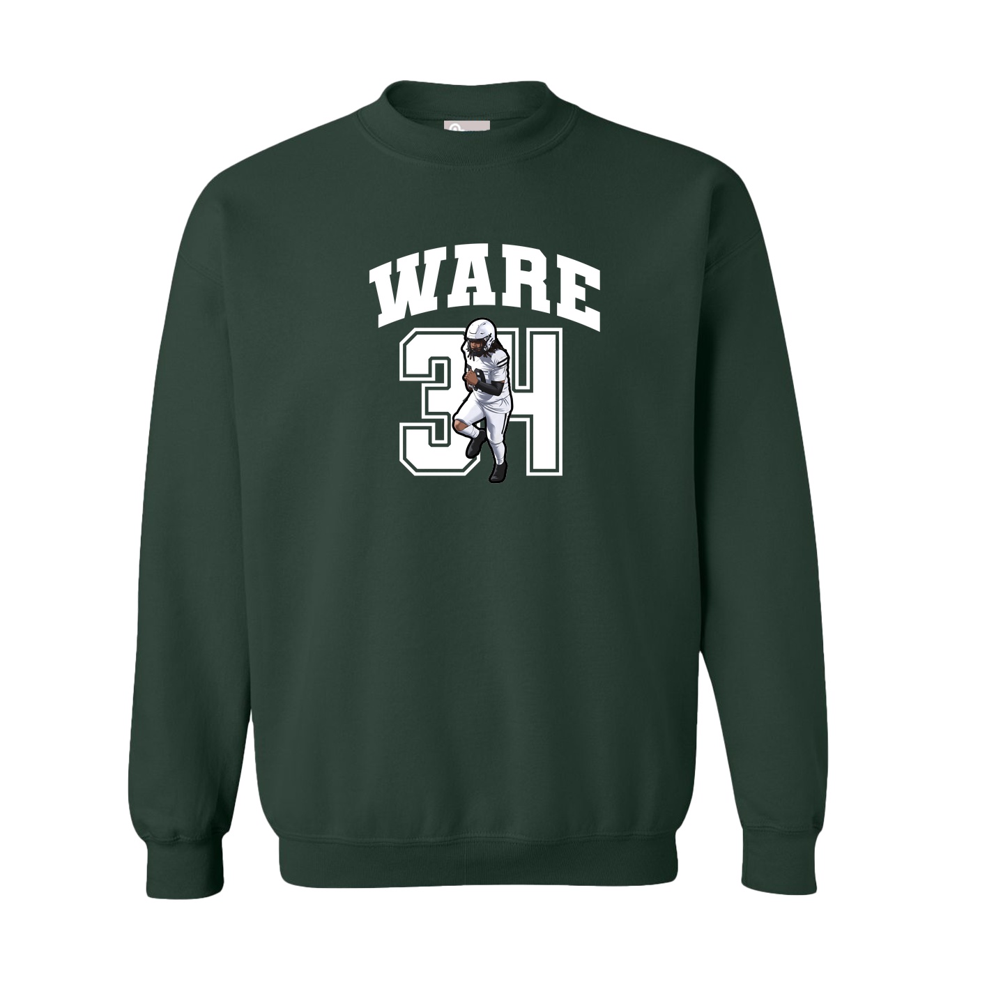 Fleece Crew — Number in Green