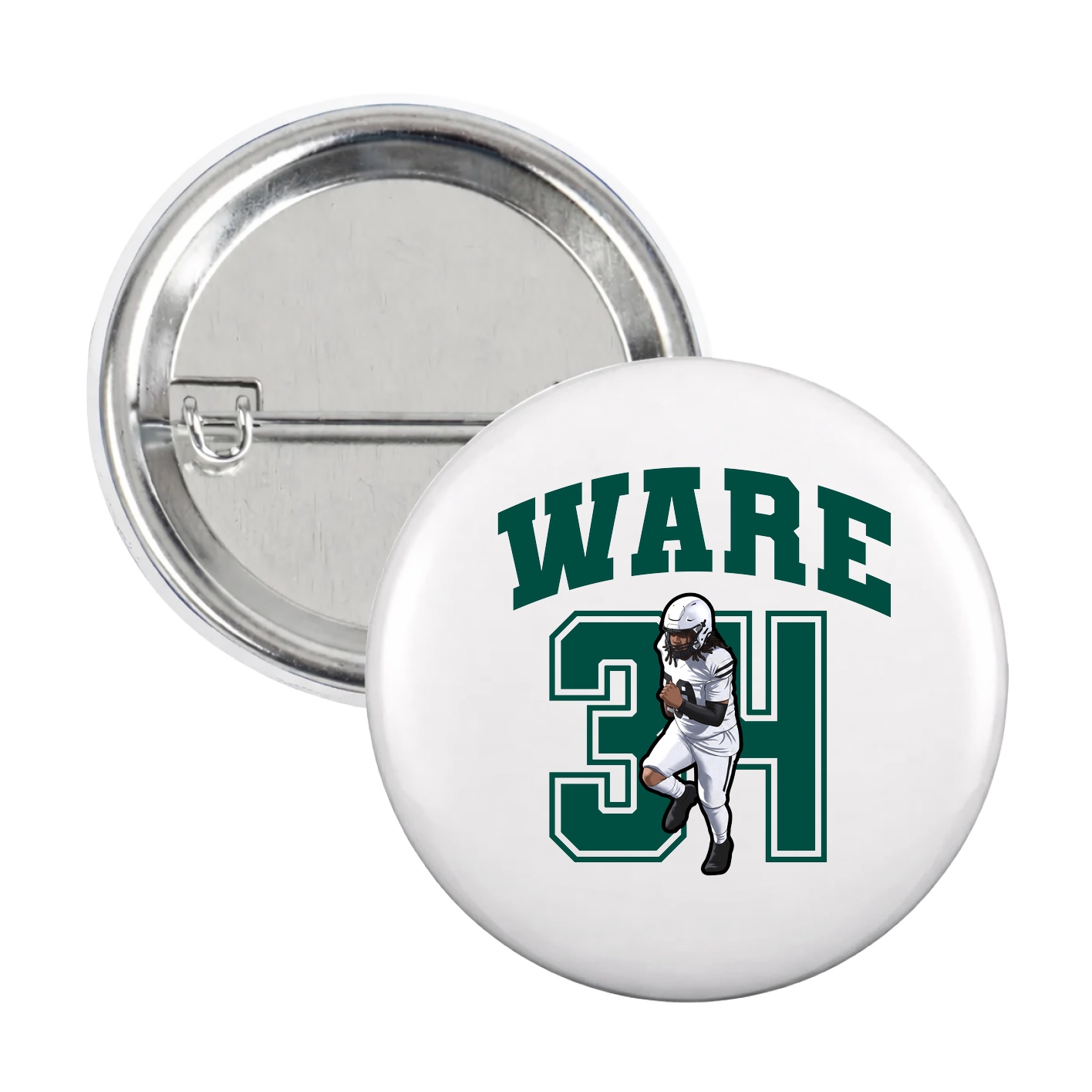 Game Day Button — Number in White