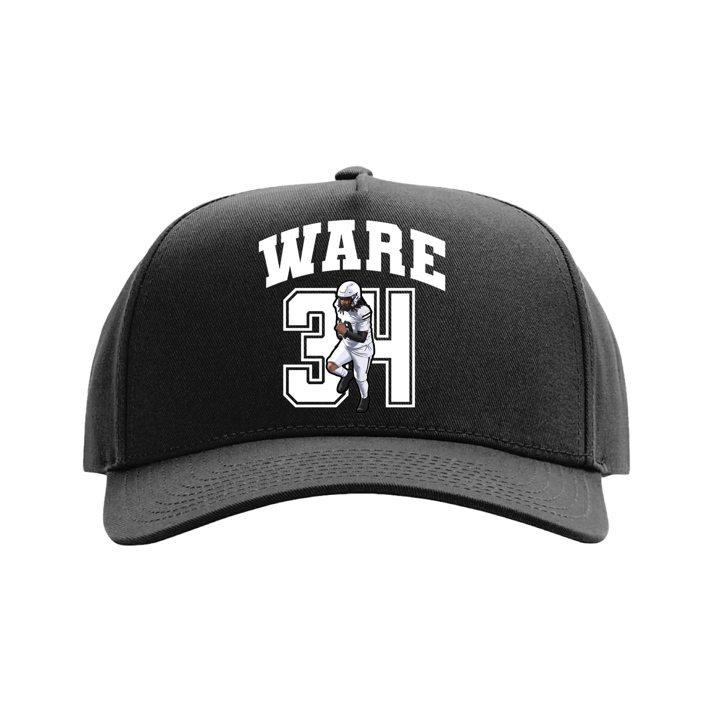 Full Fabric Five-Panel Champ Cap — Number in Black