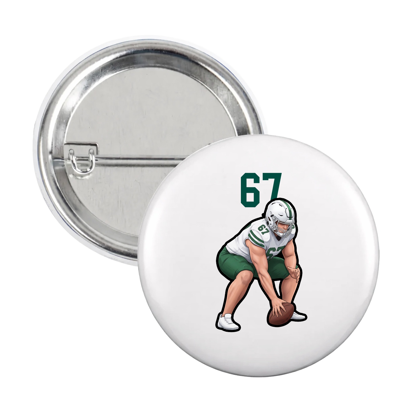 Game Day Button — Number Top in White