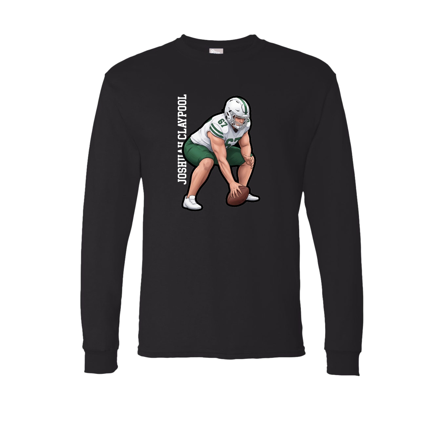 Long Sleeve Tee — Name Vertical in Black