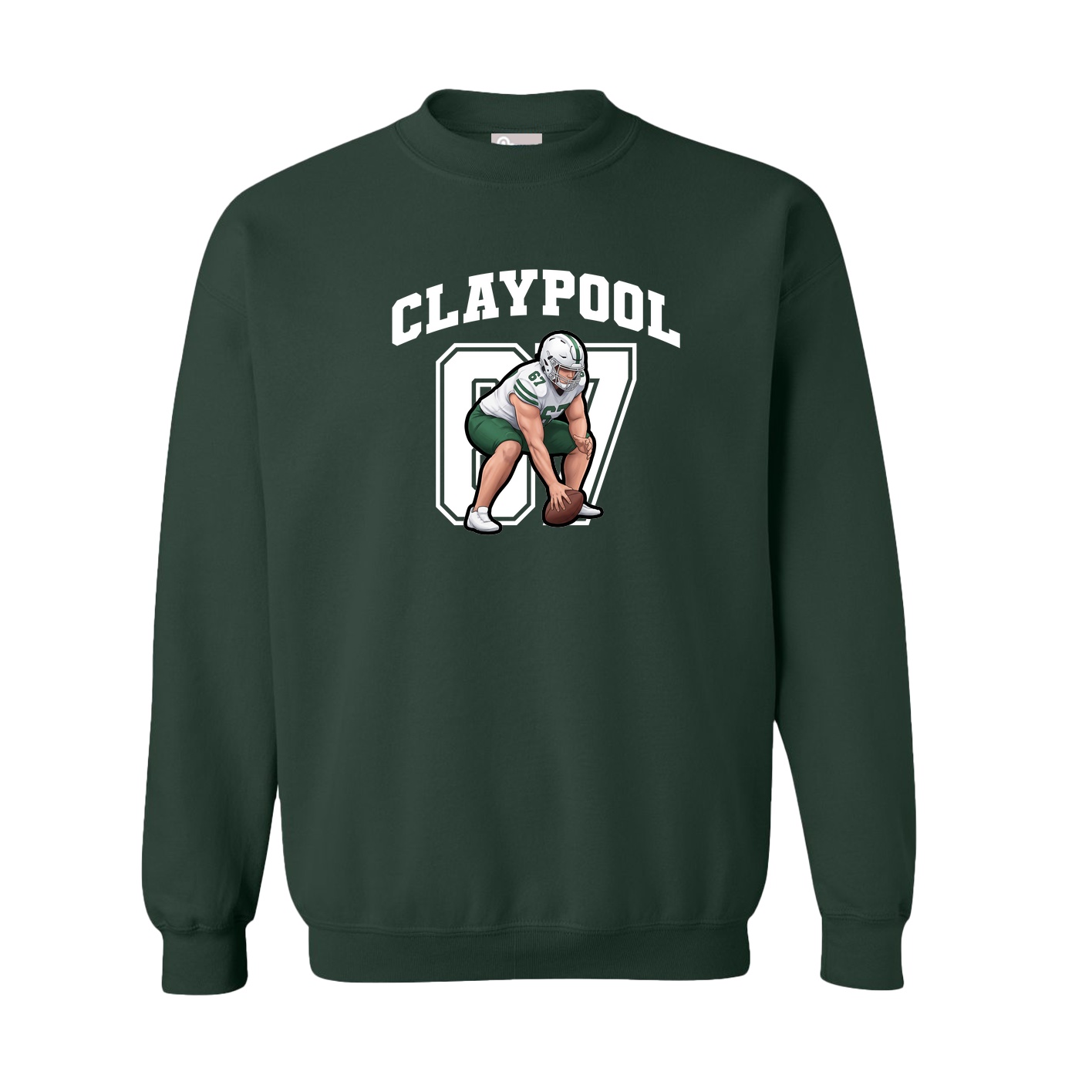 Fleece Crew — Number in Green