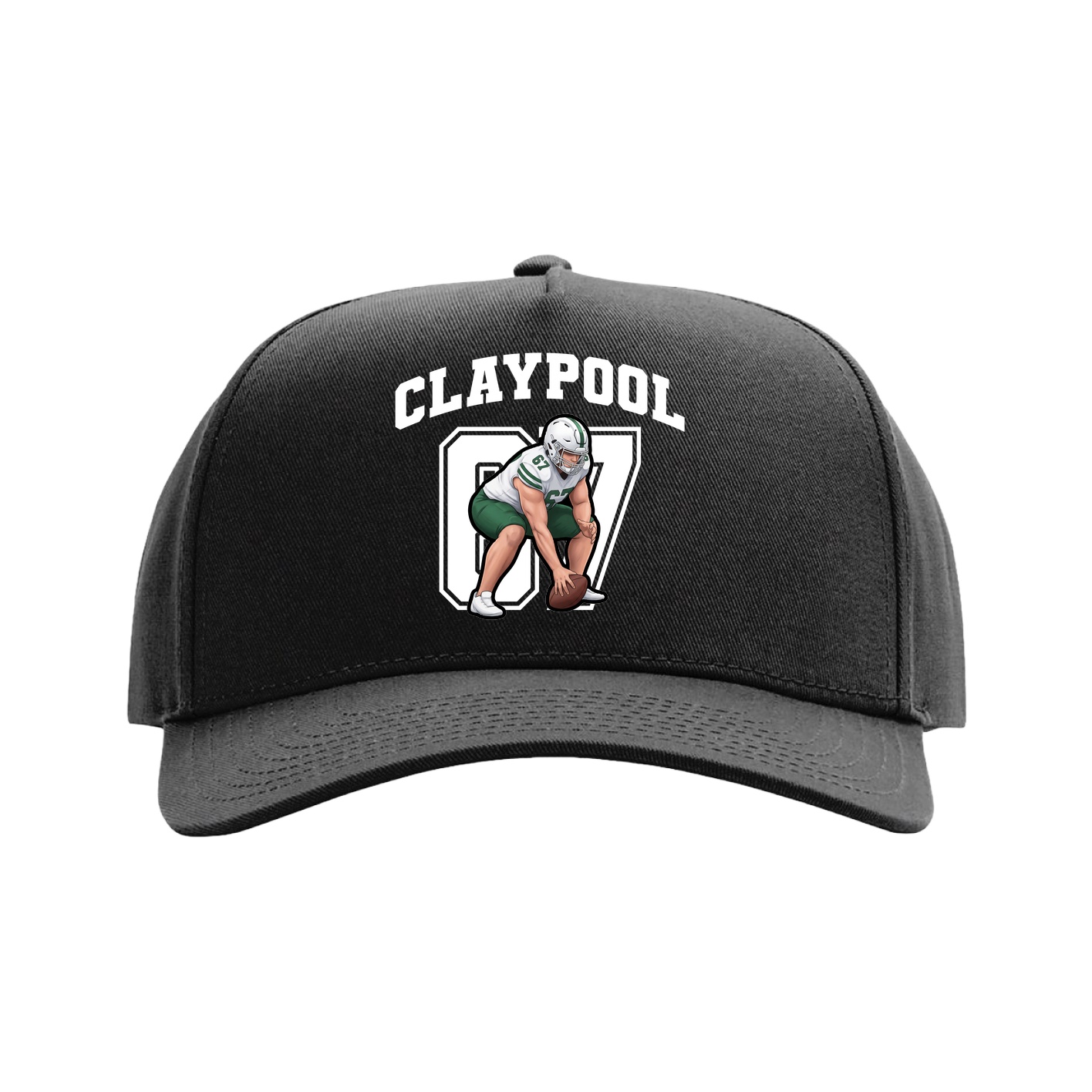 Full Fabric Five-Panel Champ Cap — Number in Black