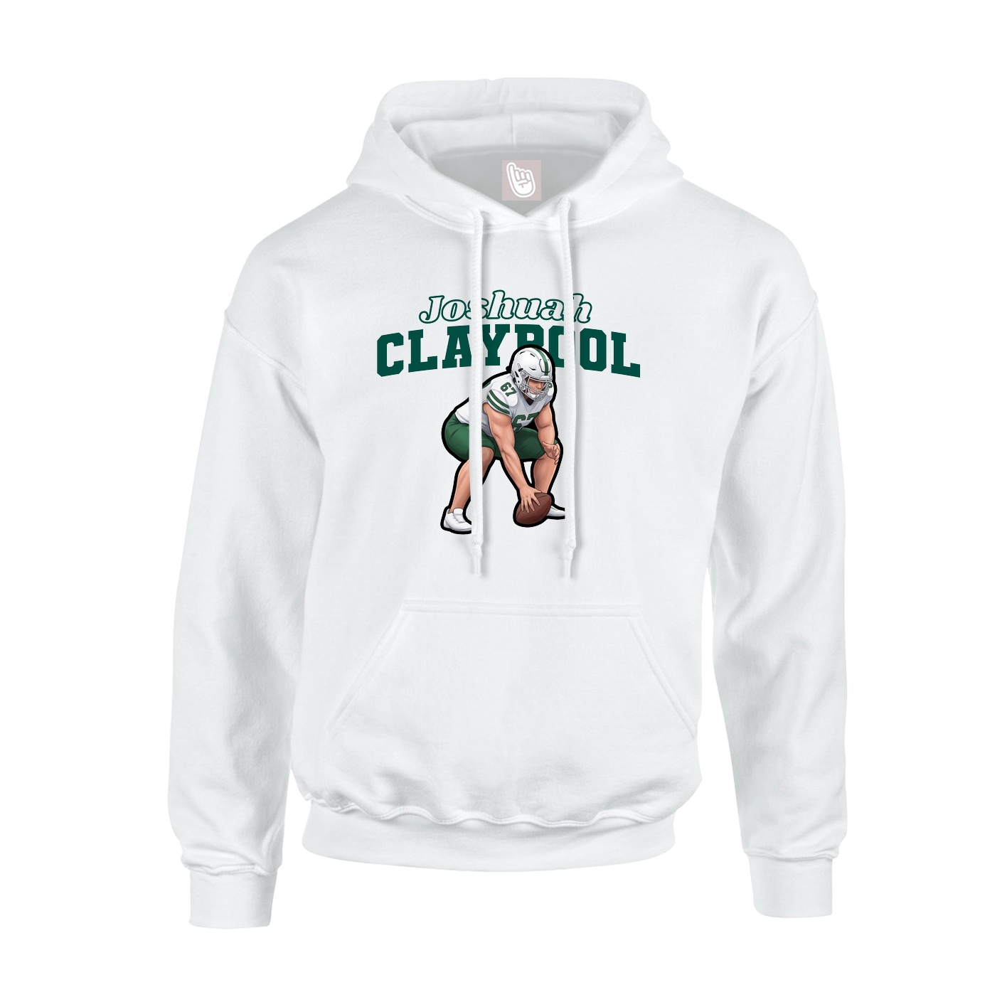 Youth Hoodie — Name Arch in White