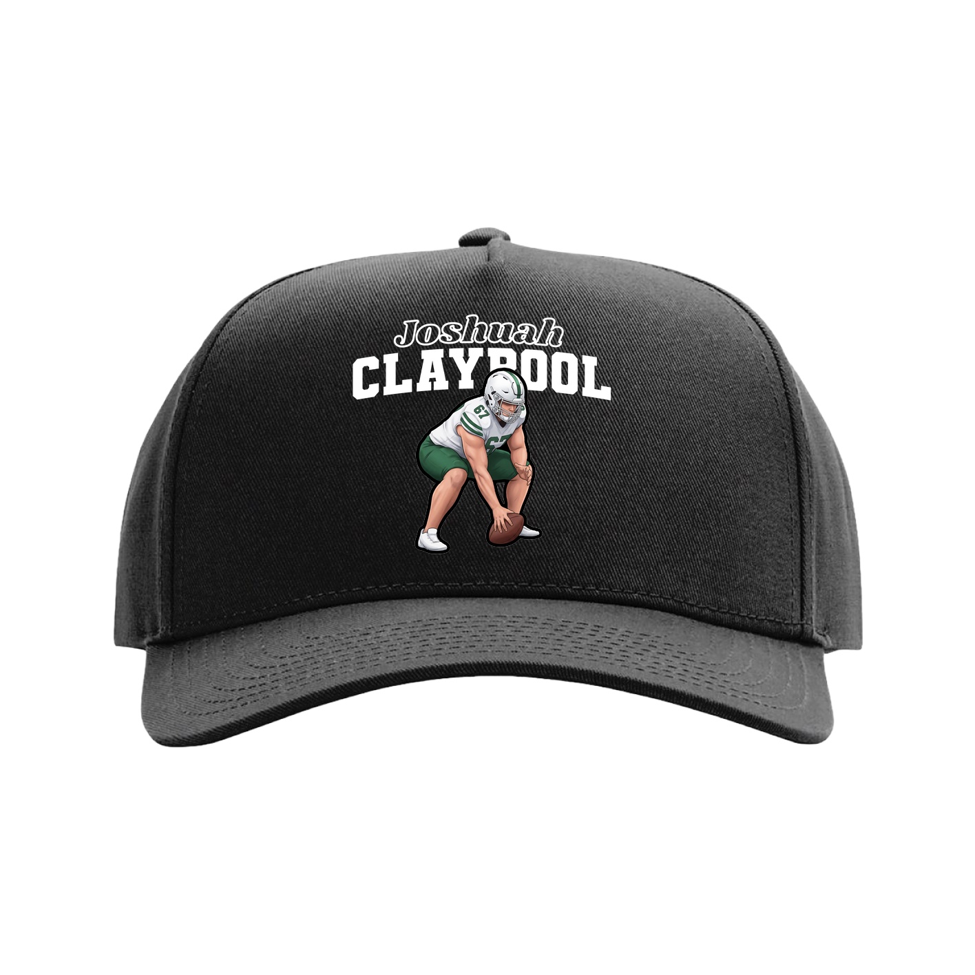 Full Fabric Five-Panel Champ Cap — Name Arch in Black