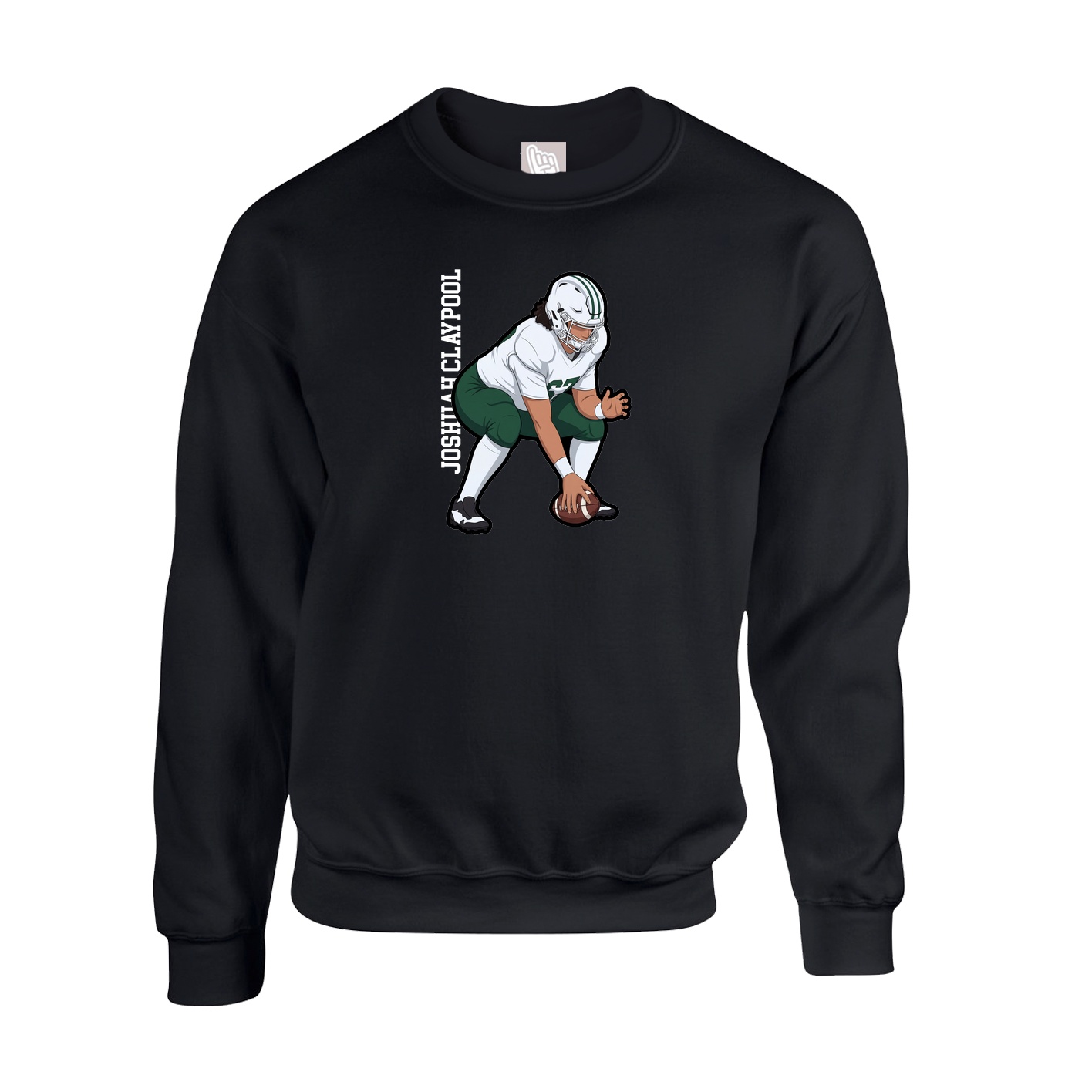 Fleece Crew — Name Vertical in Black