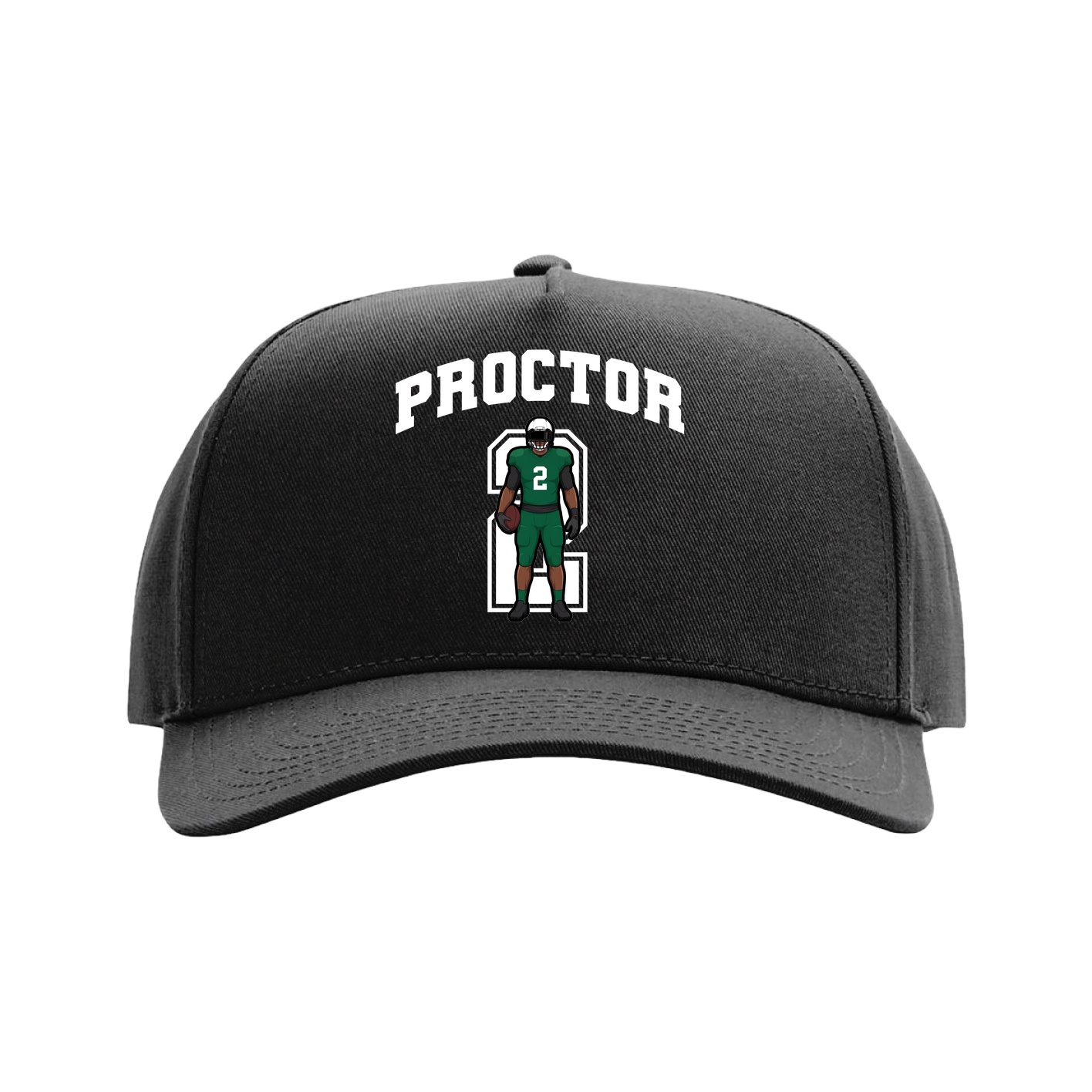 Full Fabric Five-Panel Champ Cap — Number in Black
