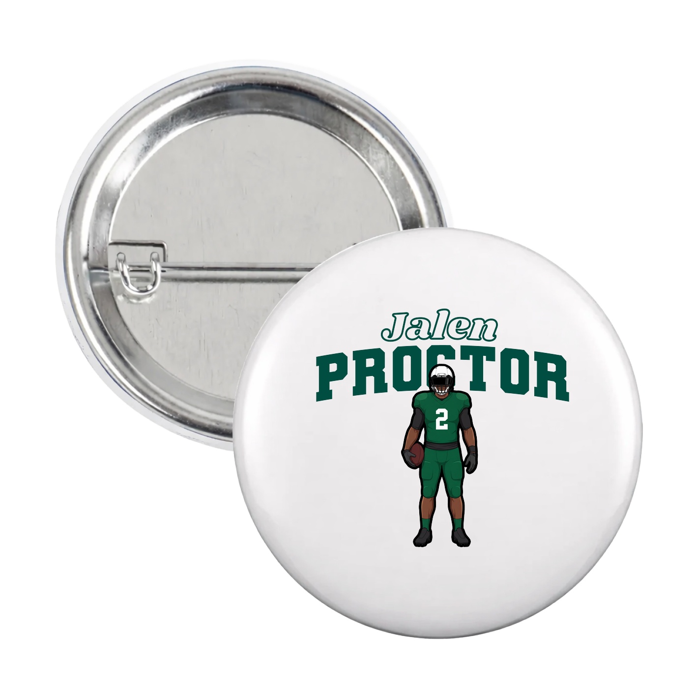 Game Day Button — Name Arch in White