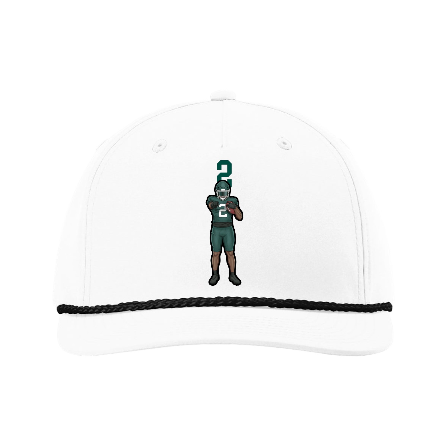 Five-Panel Classic Rope Cap — Number Top in White
