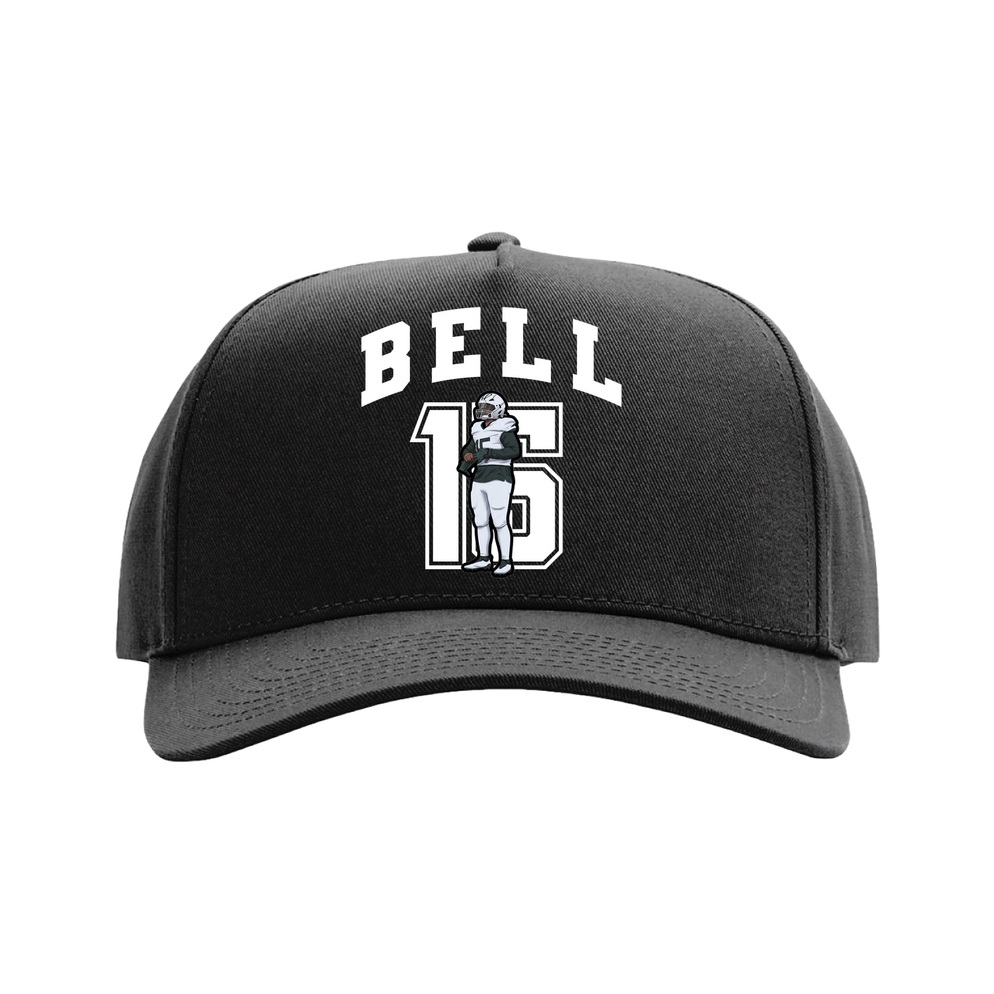 Full Fabric Five-Panel Champ Cap — Number in Black