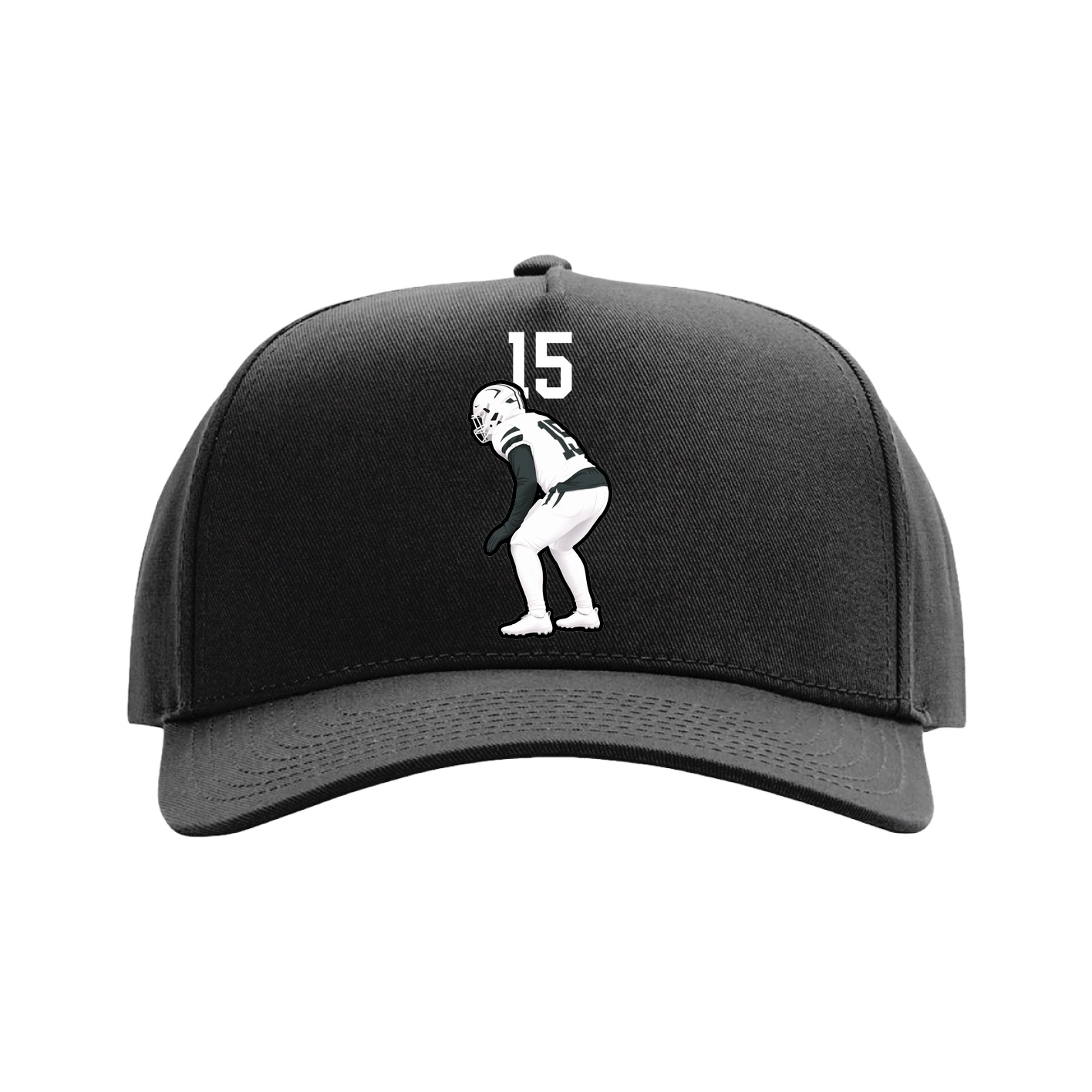 Full Fabric Five-Panel Champ Cap — Number Top in Black