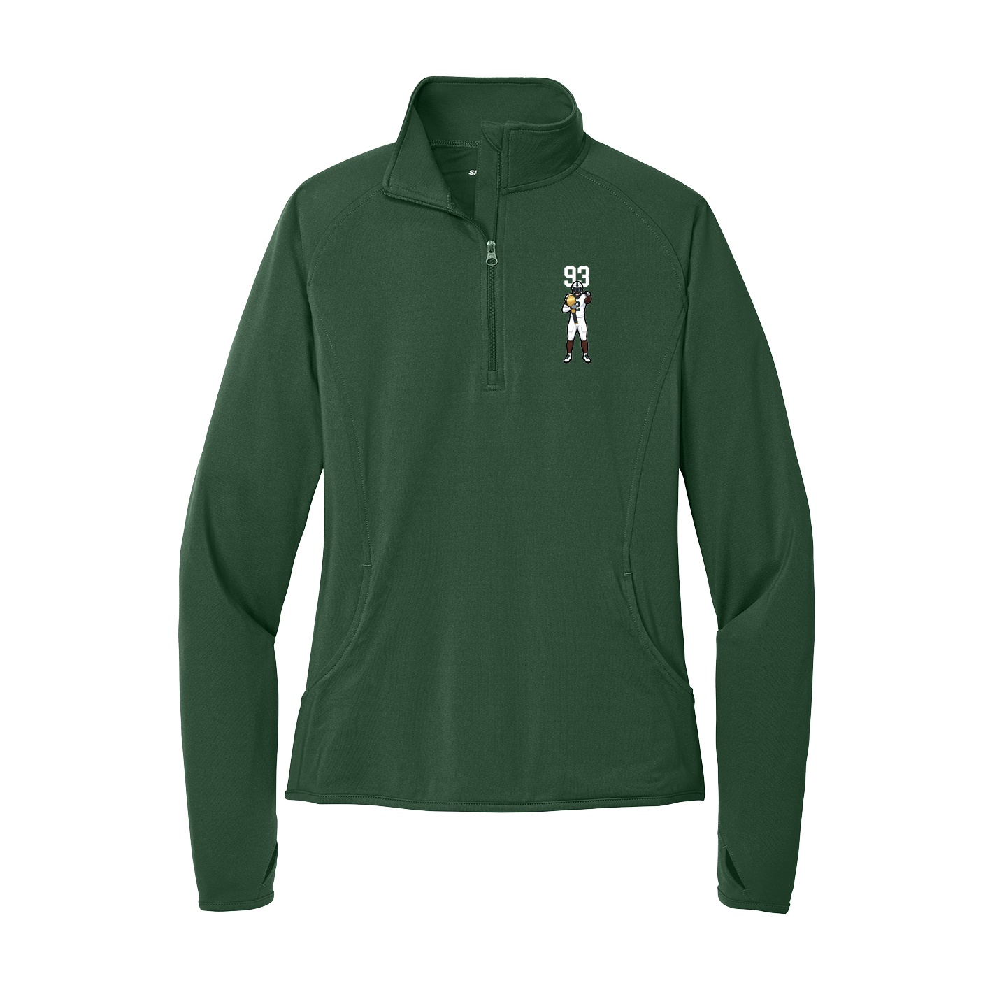 Women's Q-Zip Pullover — Number Top in Green