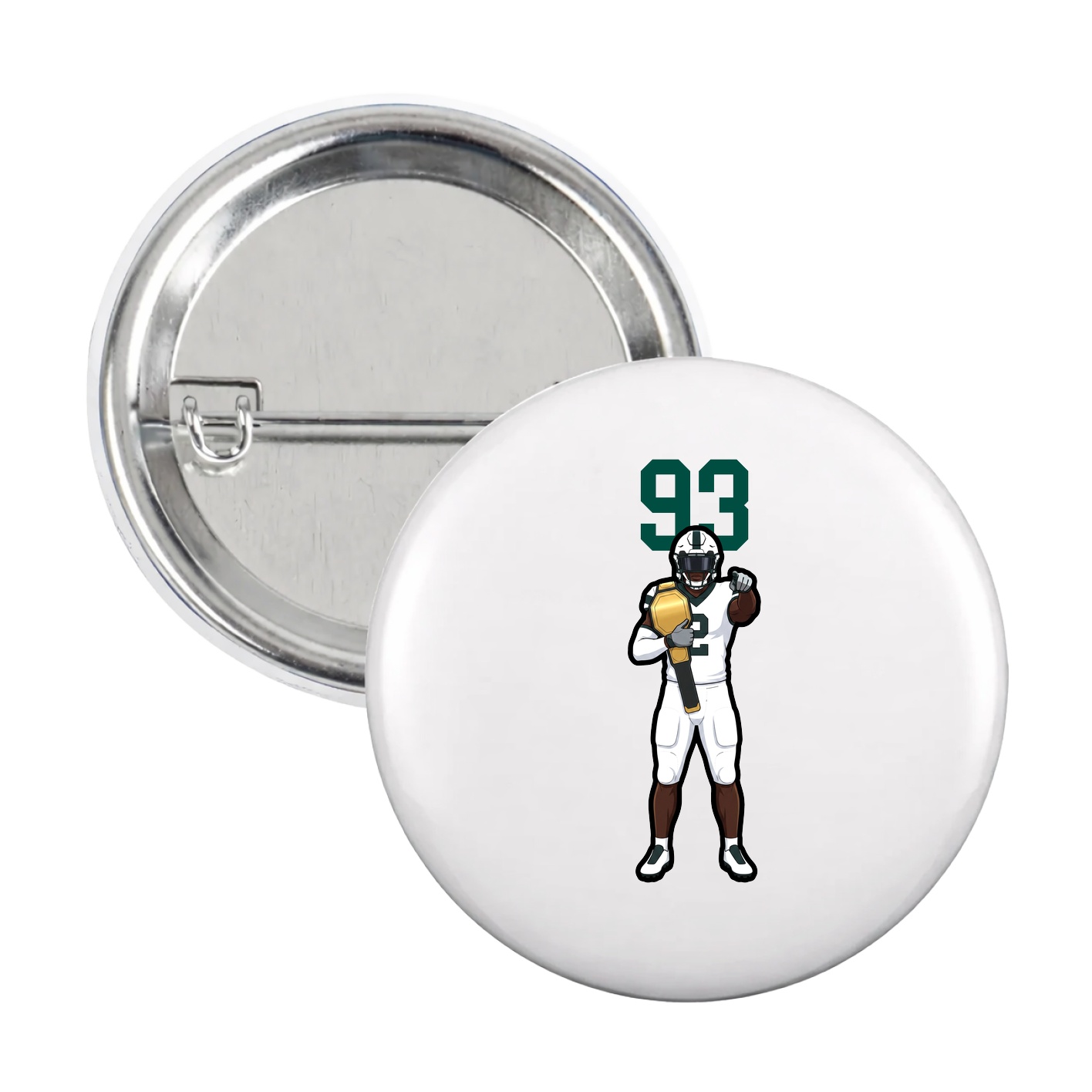 Game Day Button — Number Top in White