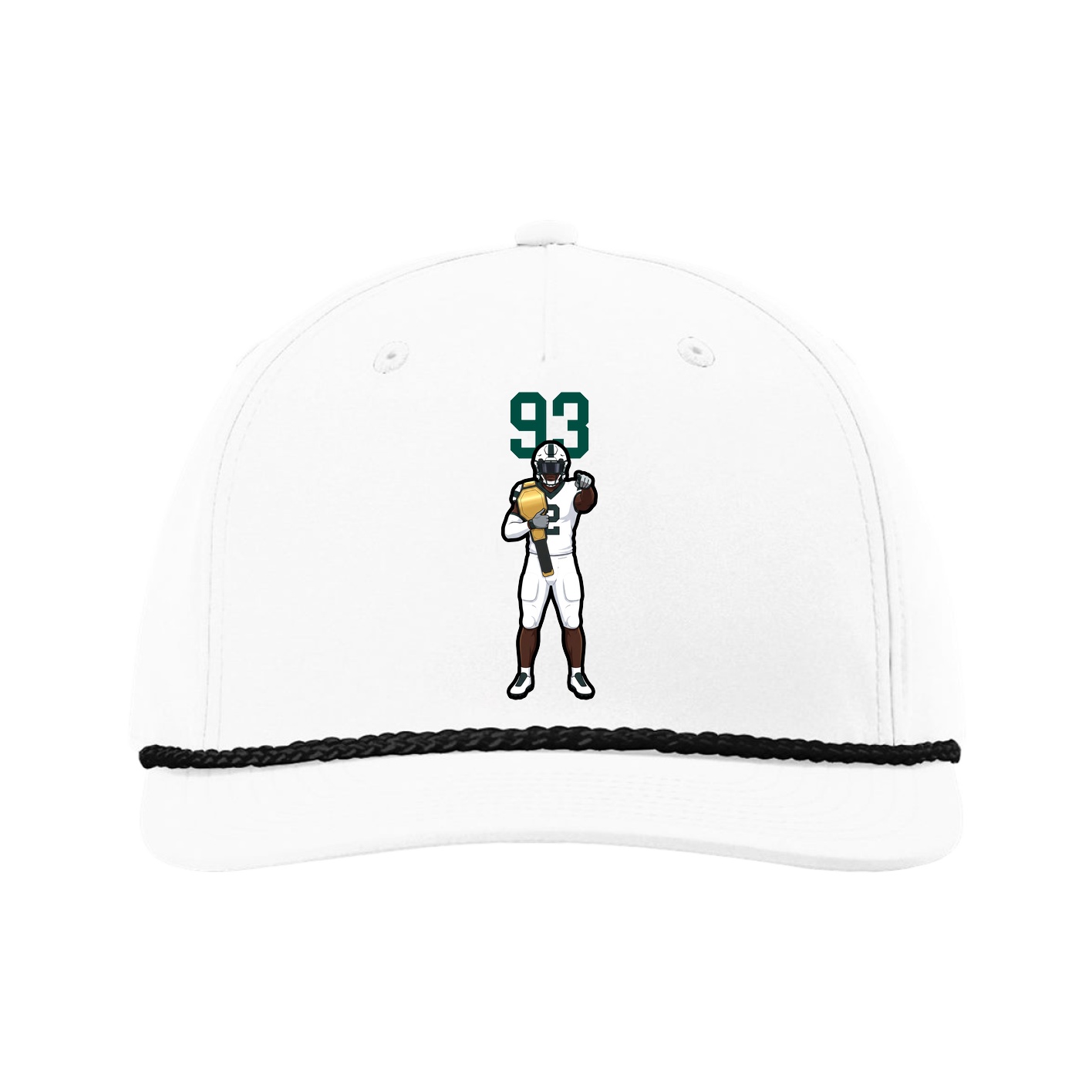 Five-Panel Classic Rope Cap — Number Top in White