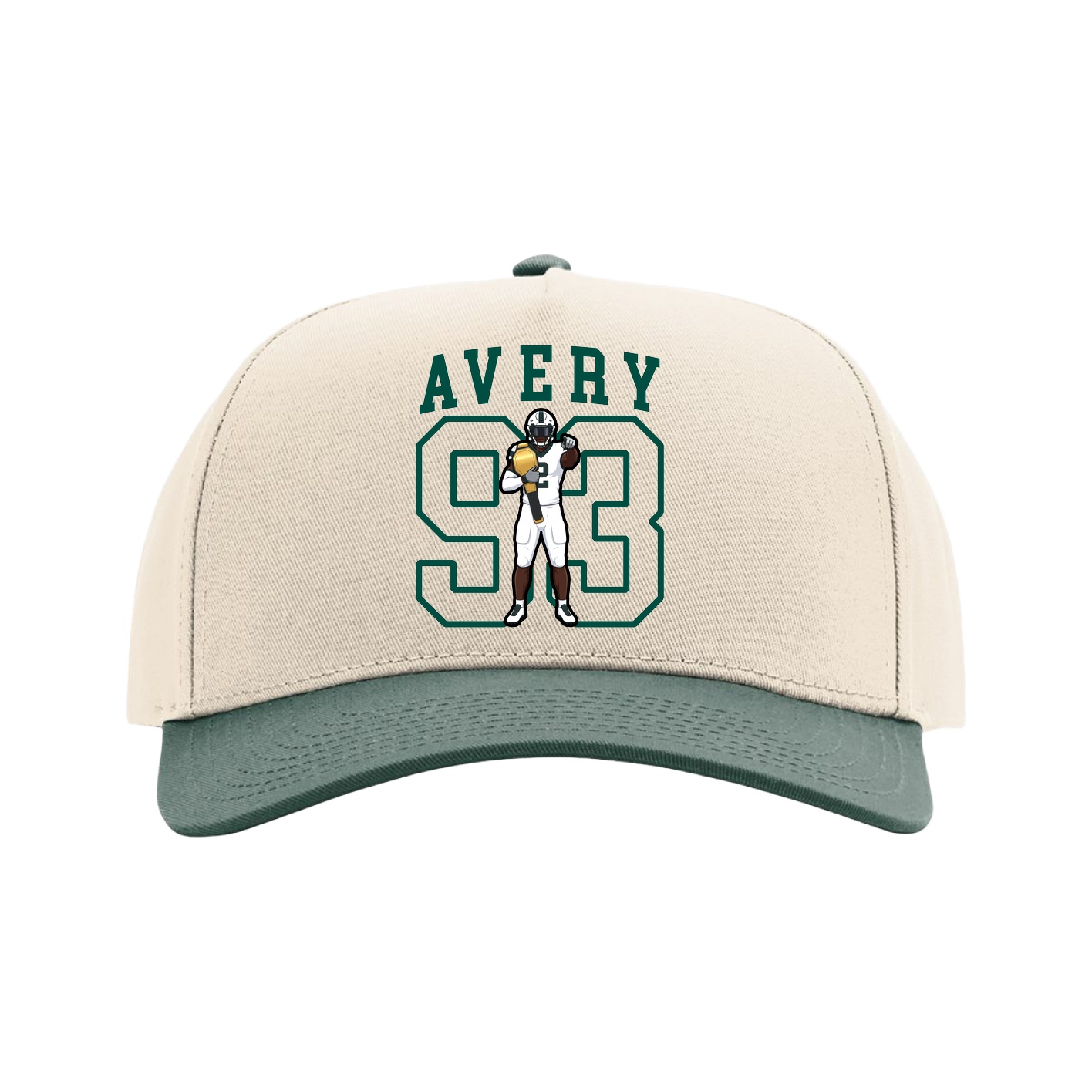 Full Fabric Five-Panel Champ Cap — Shirsey in Cream/Green