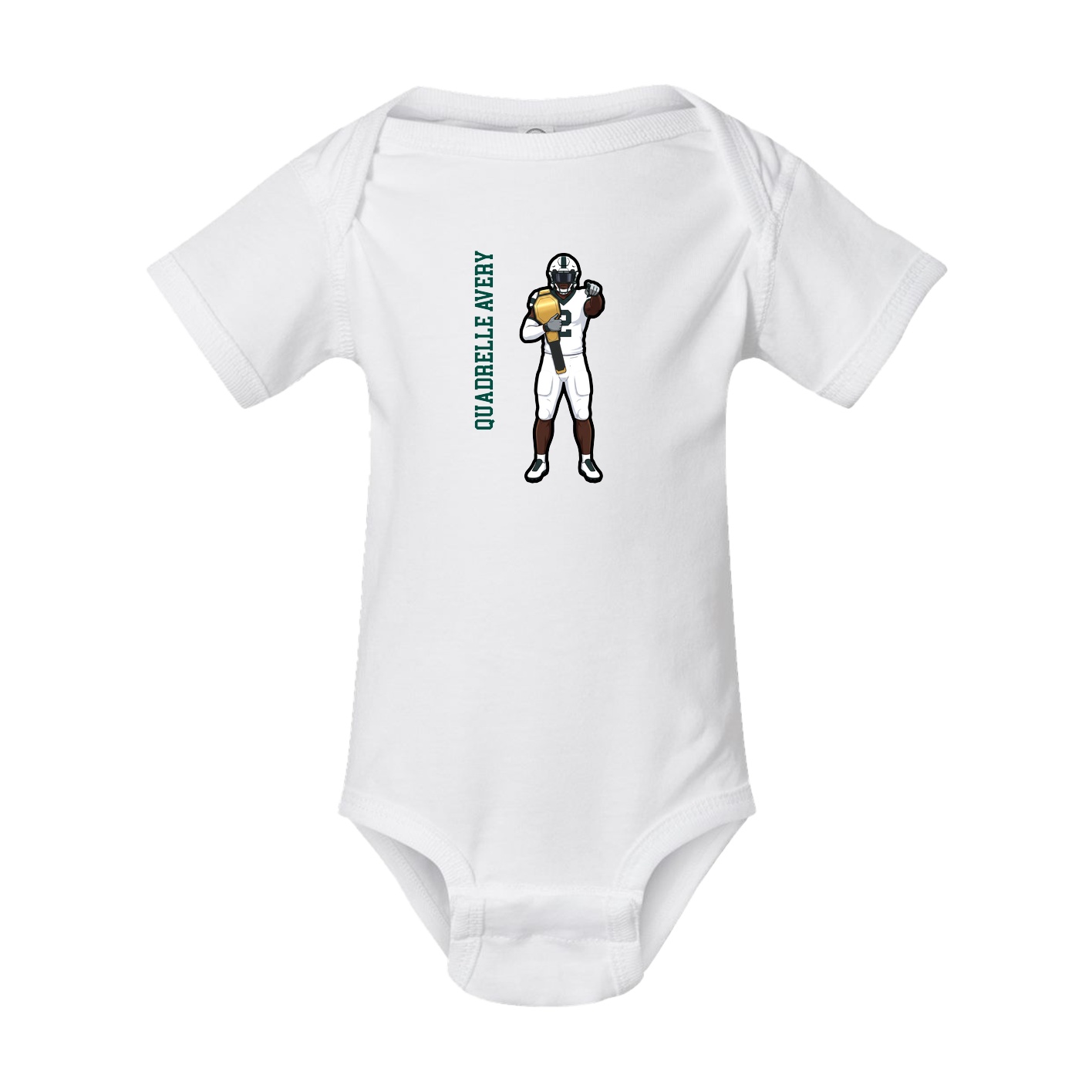 Baby Onesie — Name Vertical in White