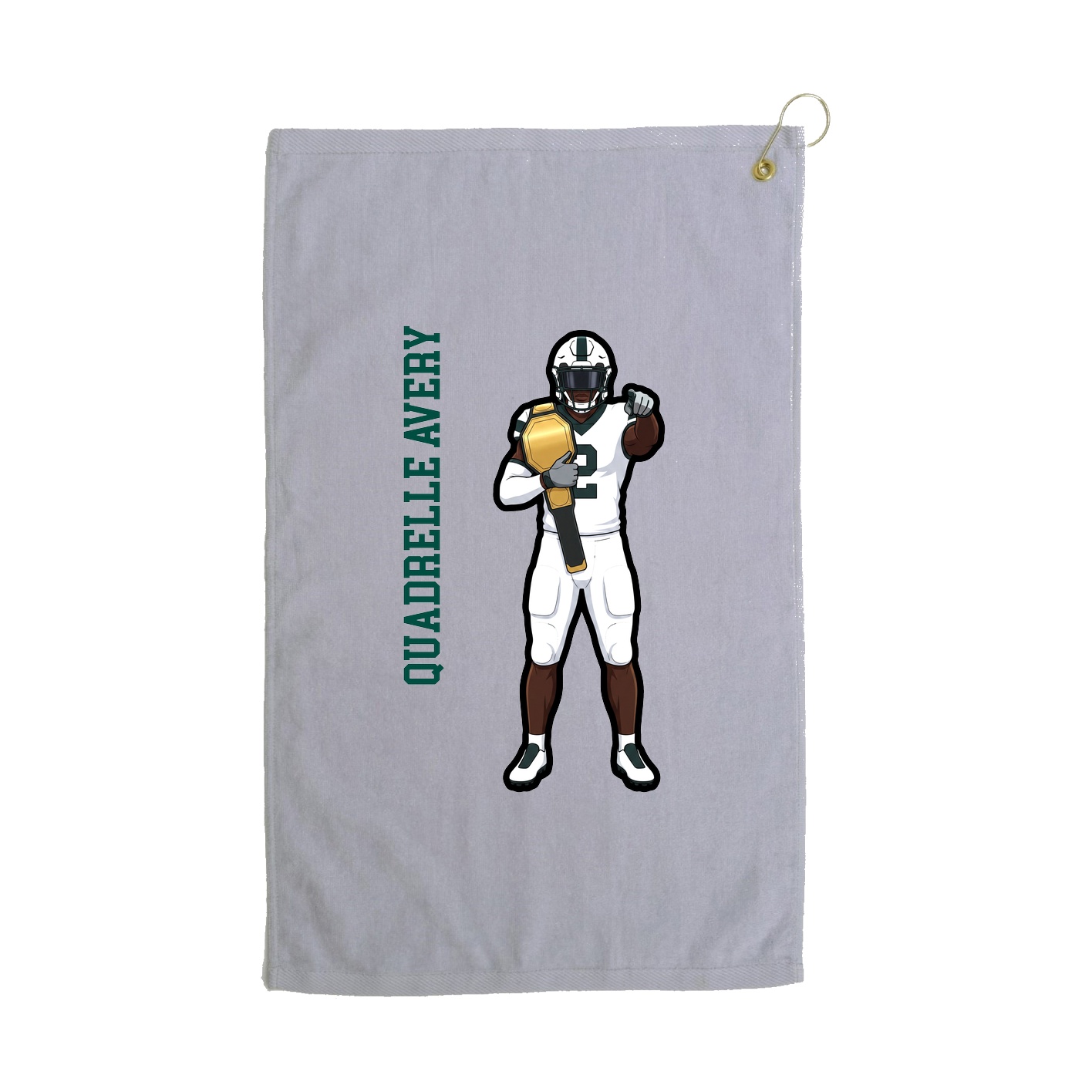 Golf Towel — Name Vertical in Grey