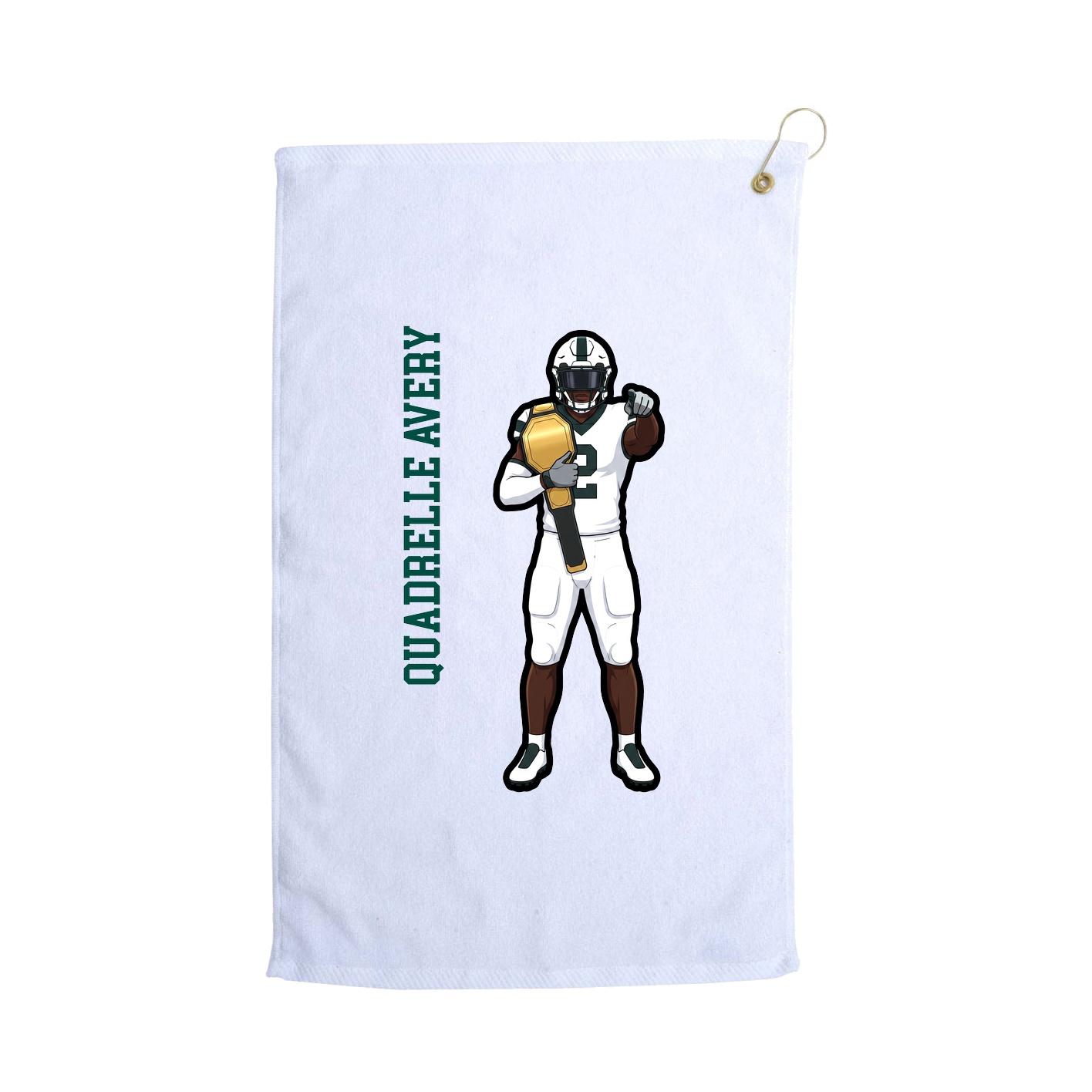 Golf Towel — Name Vertical in White
