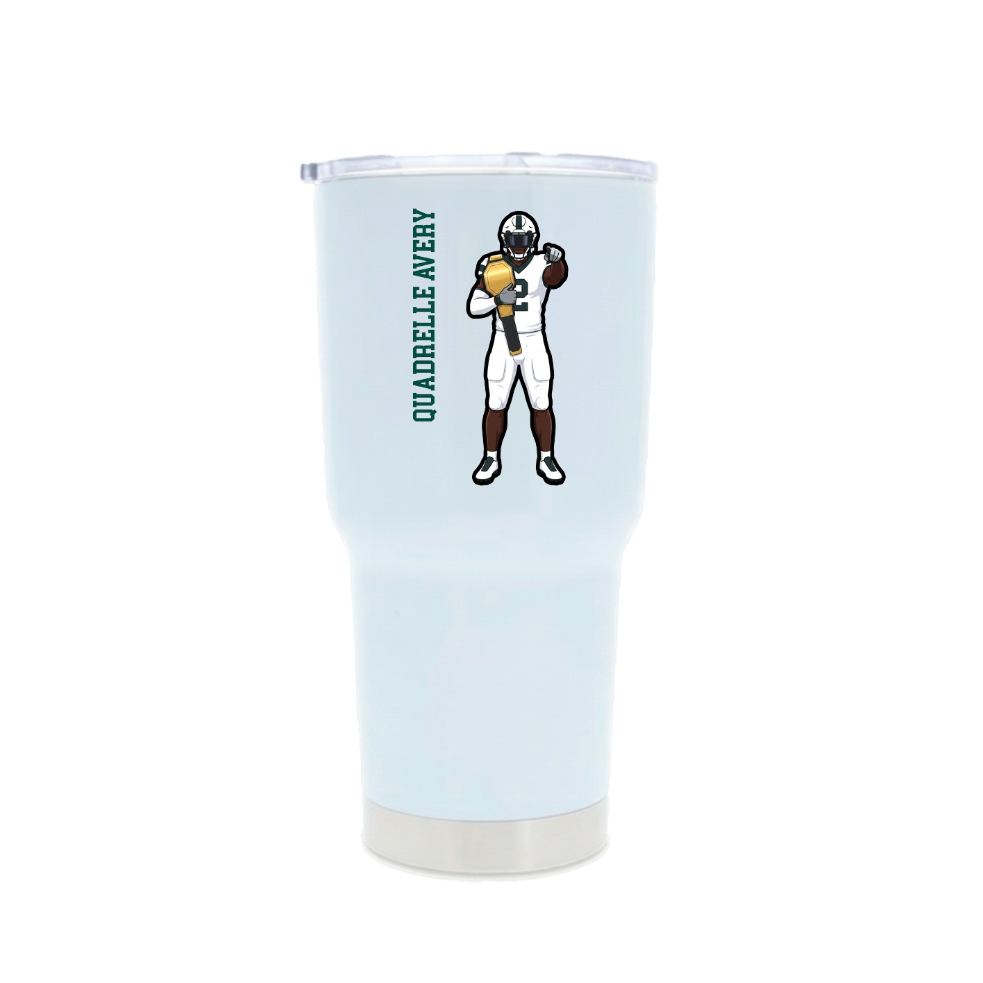 30oz Stainless Steel Tumbler — Name Vertical in White