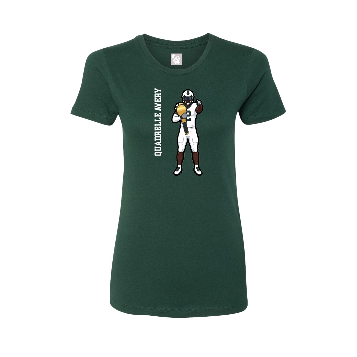 Womens Tee — Name Vertical in Green