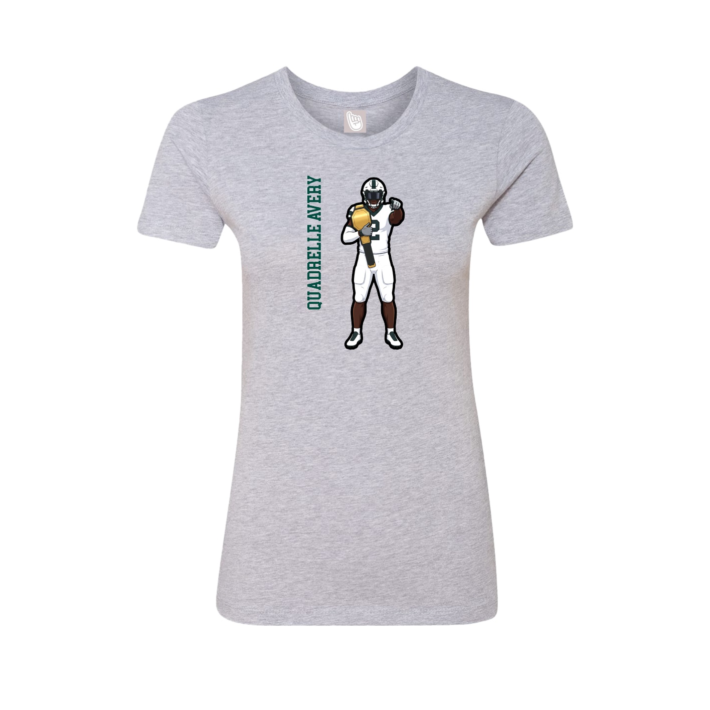 Fitted Women's Tee — Name Vertical in Grey