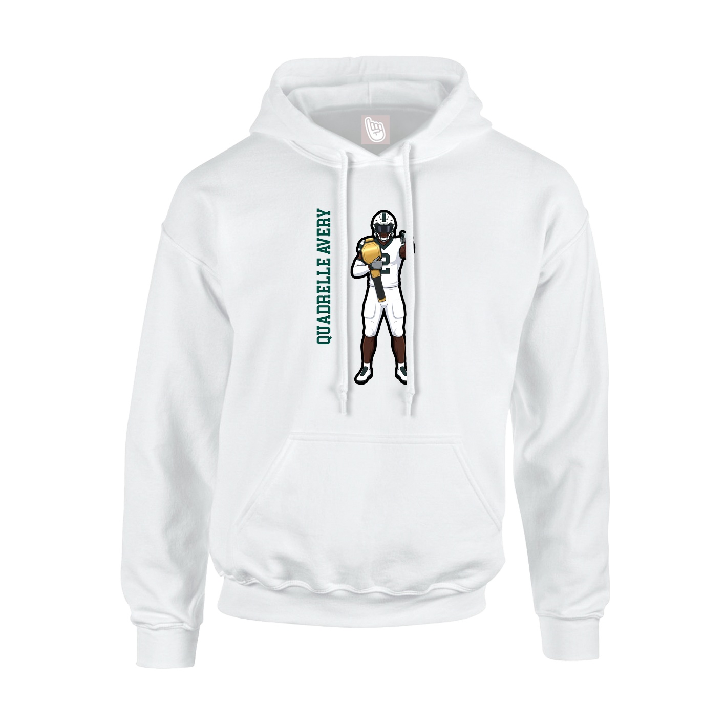 Youth Hoodie — Name Vertical in White