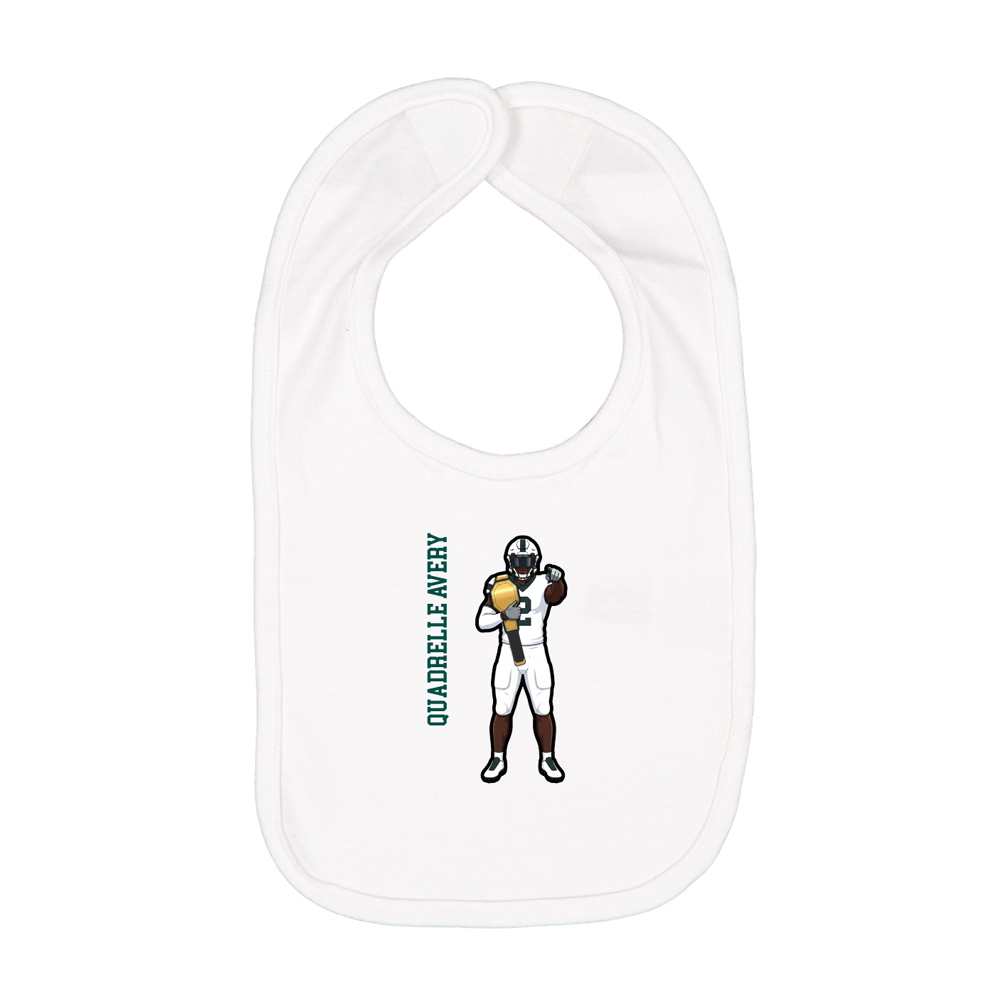 Infant Bib — Name Vertical in White