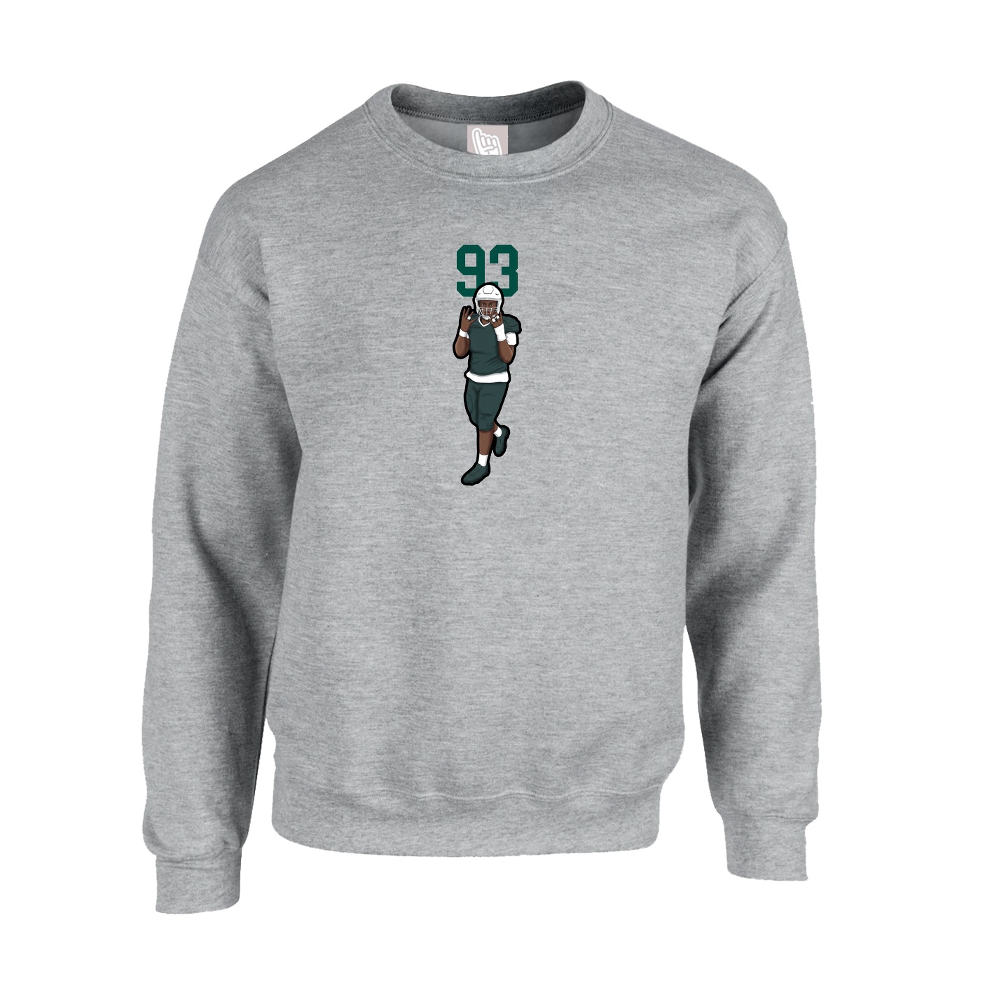 Fleece Crew — Number Top in Grey