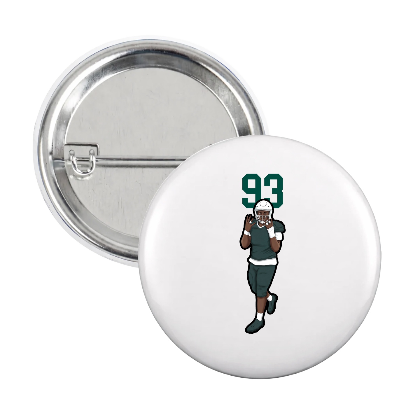 Game Day Button — Number Top in White
