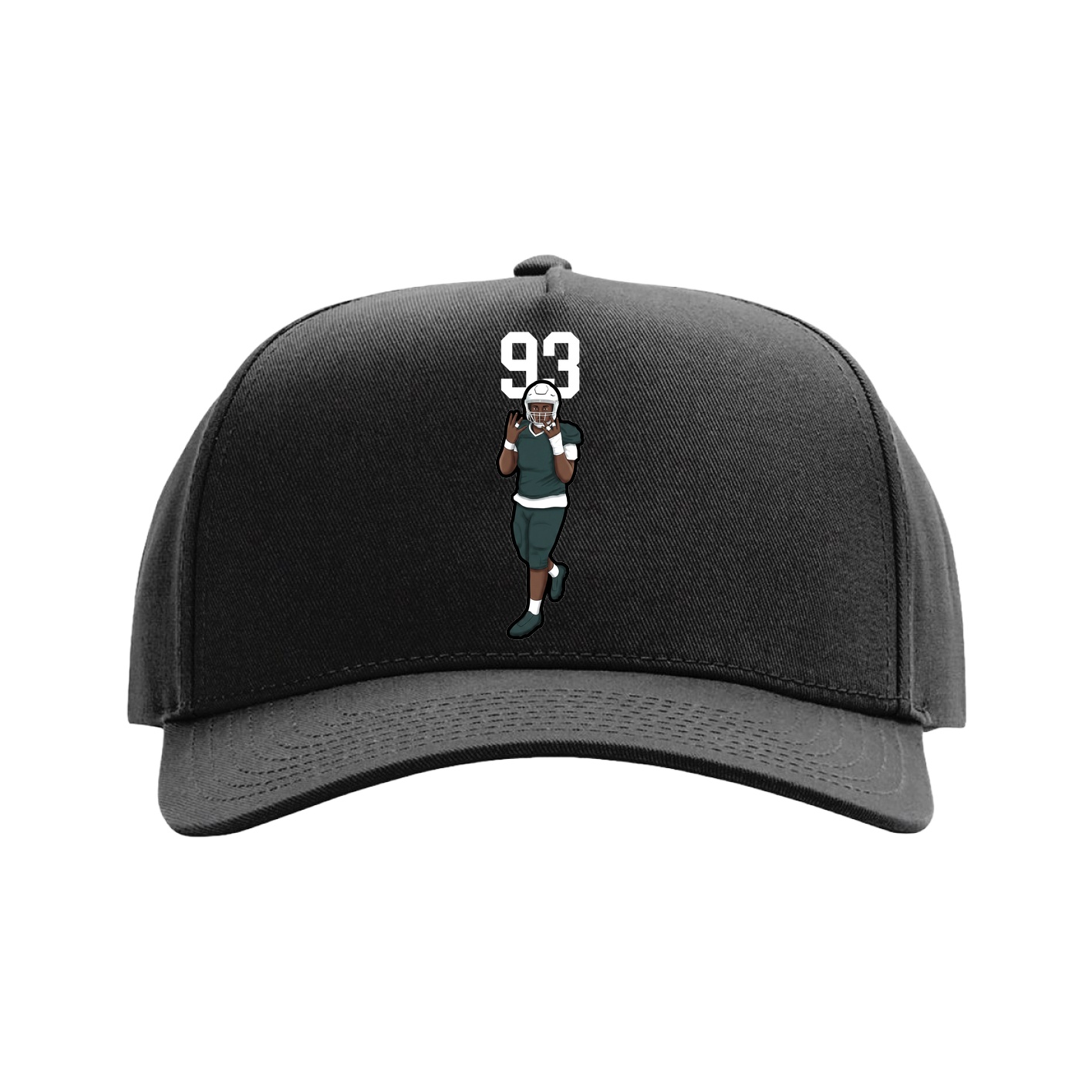 Full Fabric Five-Panel Champ Cap — Number Top in Black
