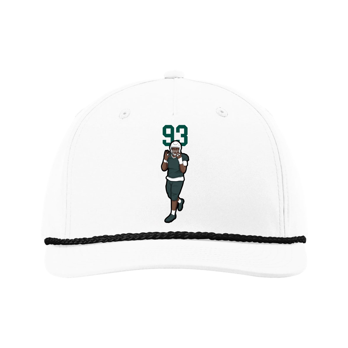 Five-Panel Classic Rope Cap — Number Top in White