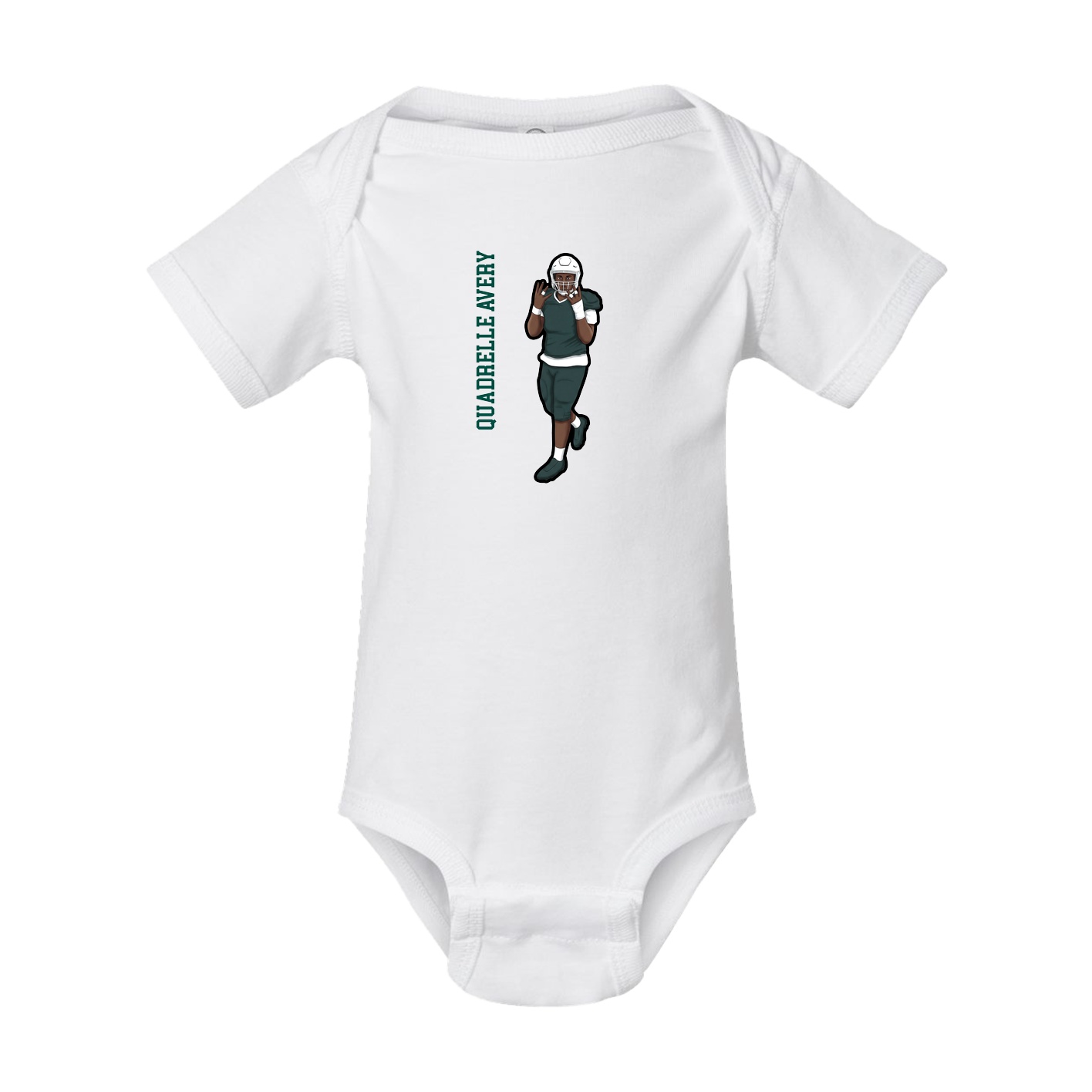 Baby Onesie — Name Vertical in White