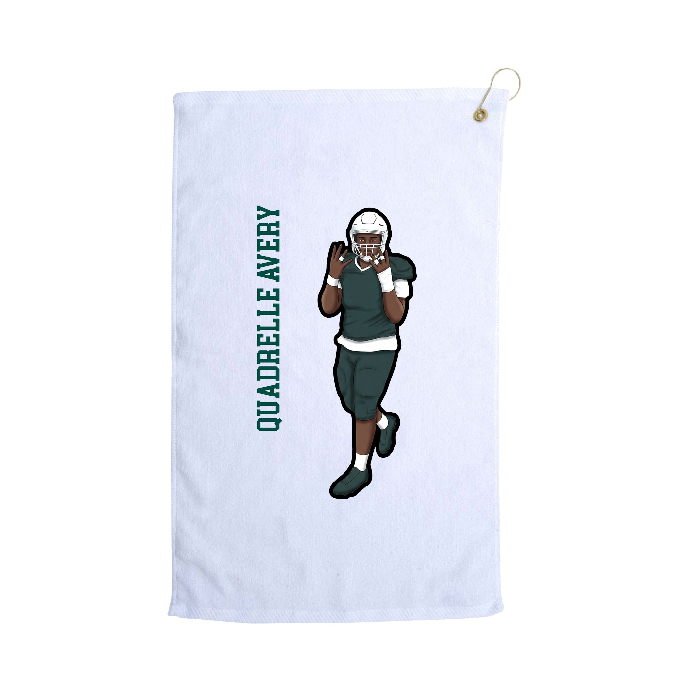 Golf Towel — Name Vertical in White