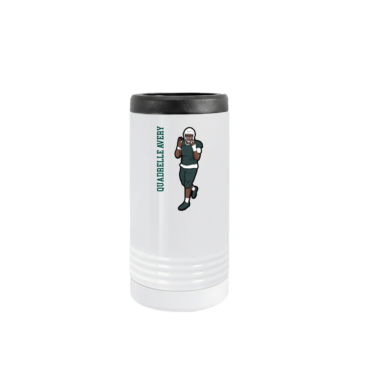 Slim Beverage Holder — Name Vertical in White