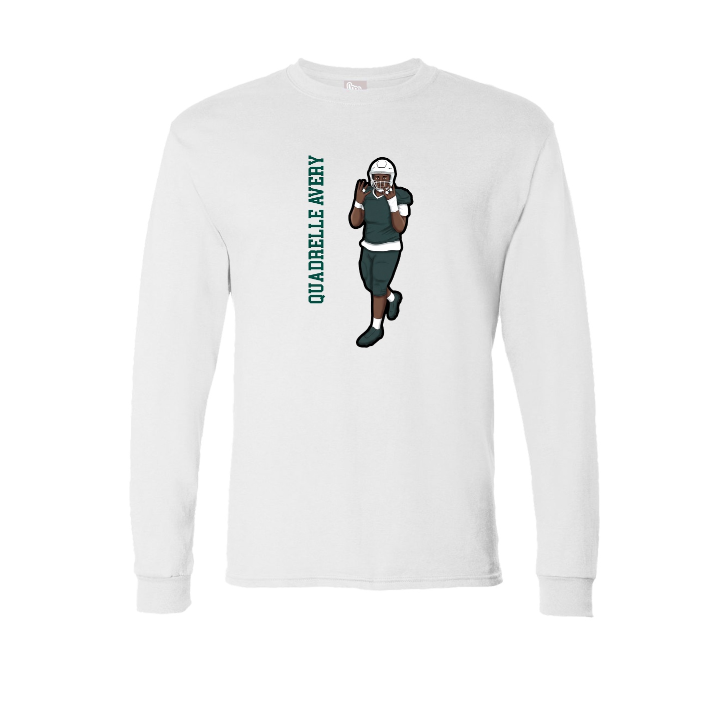 Long Sleeve Tee — Name Vertical in White
