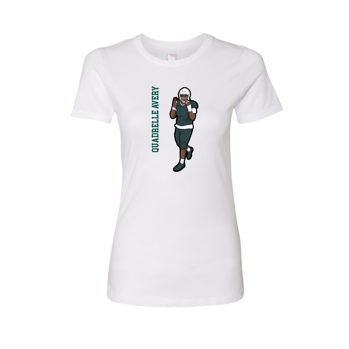 Womens Tee — Name Vertical in White