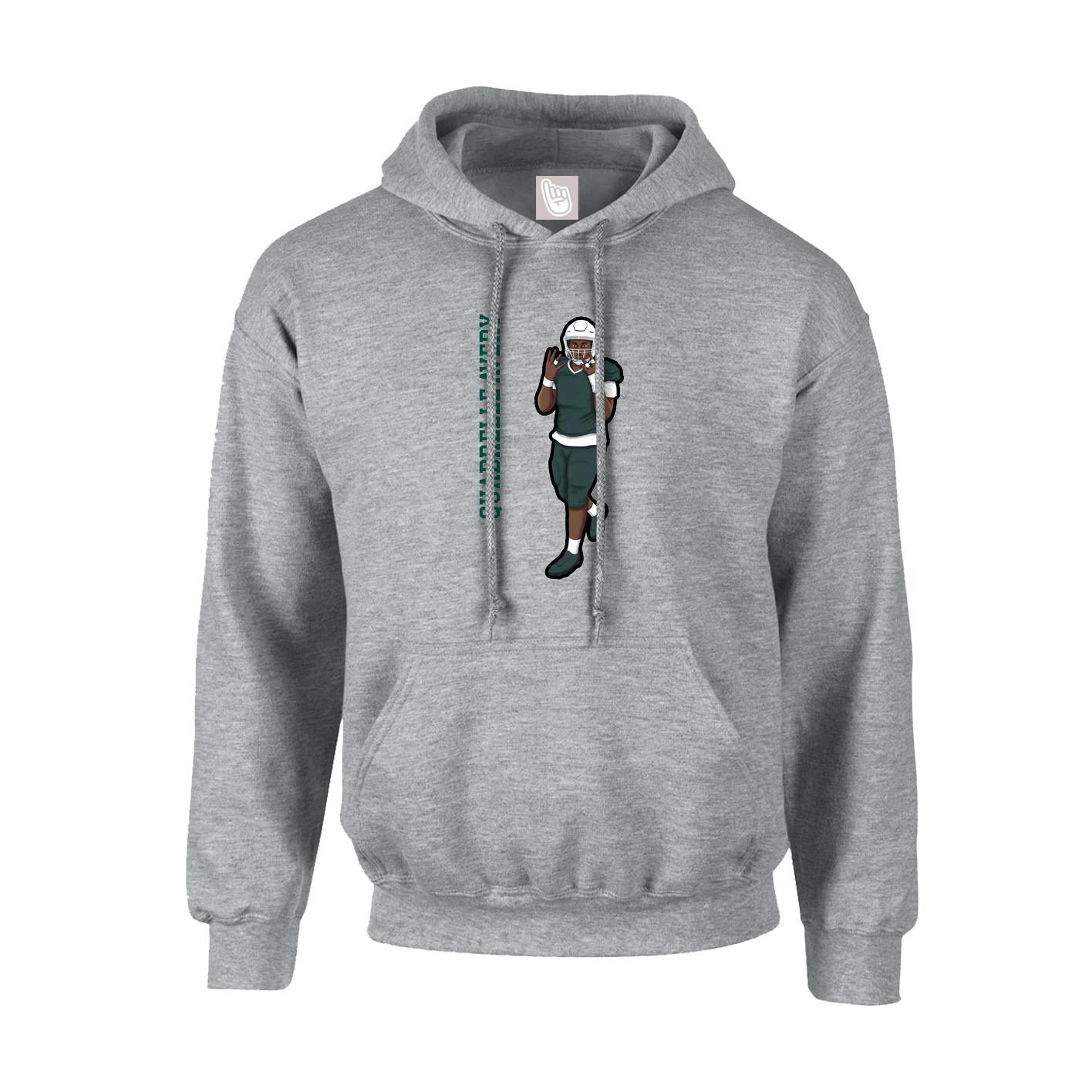 Hoodie — Name Vertical in Grey