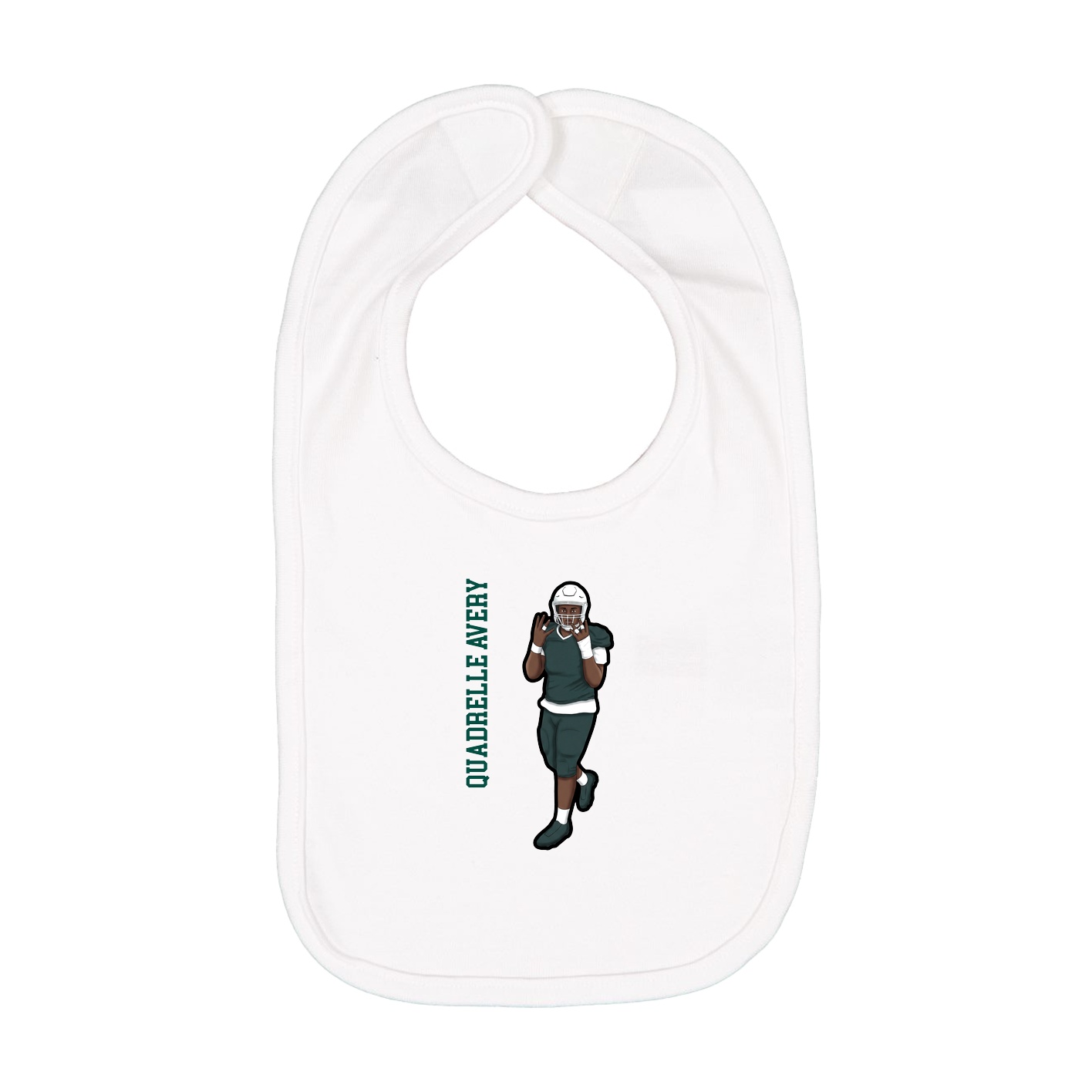 Infant Bib — Name Vertical in White