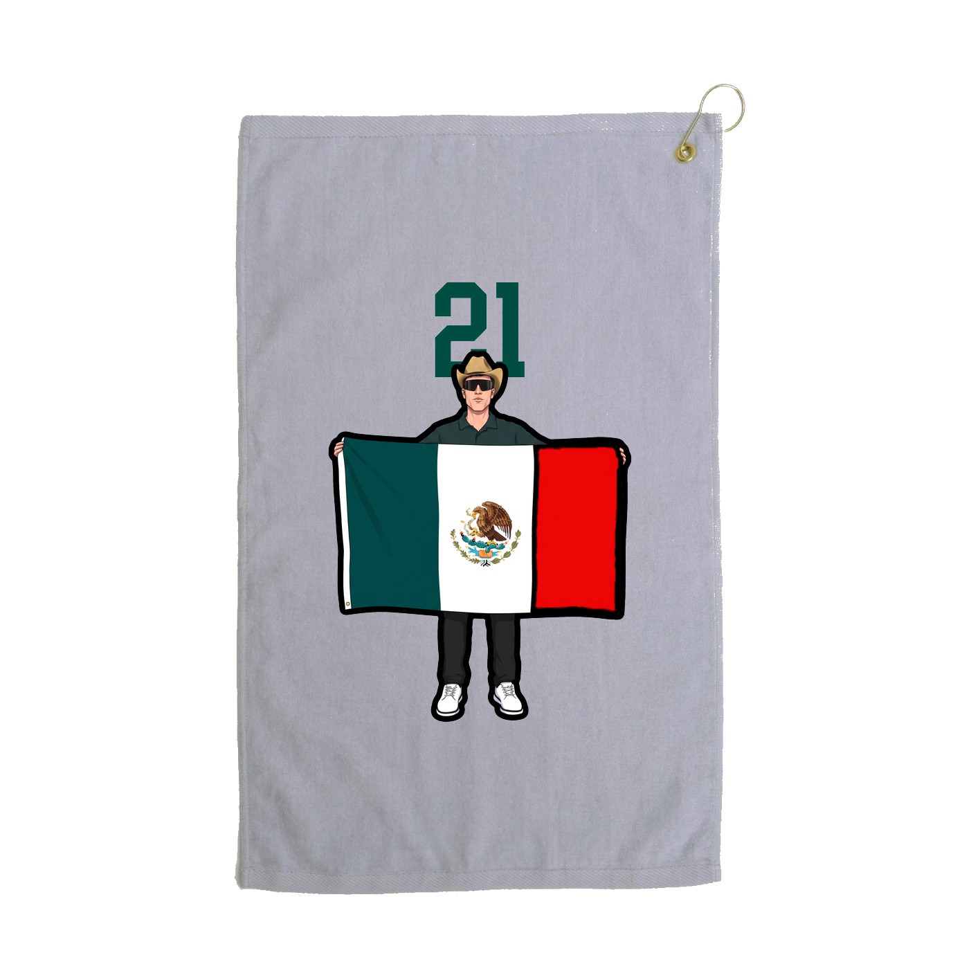 Golf Towel — Number Top in Grey