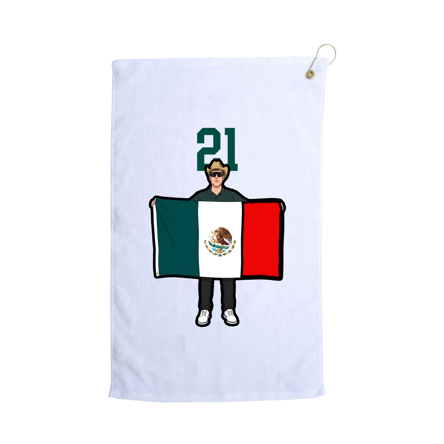 Golf Towel — Number Top in White