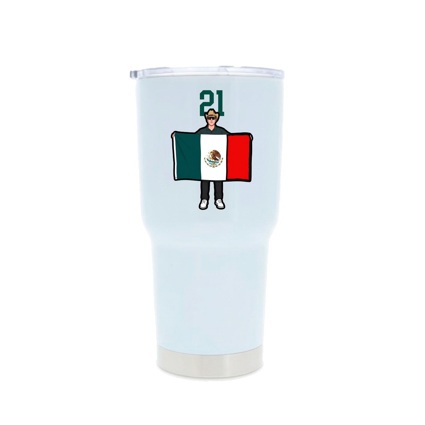 30oz Stainless Steel Tumbler — Number Top in White