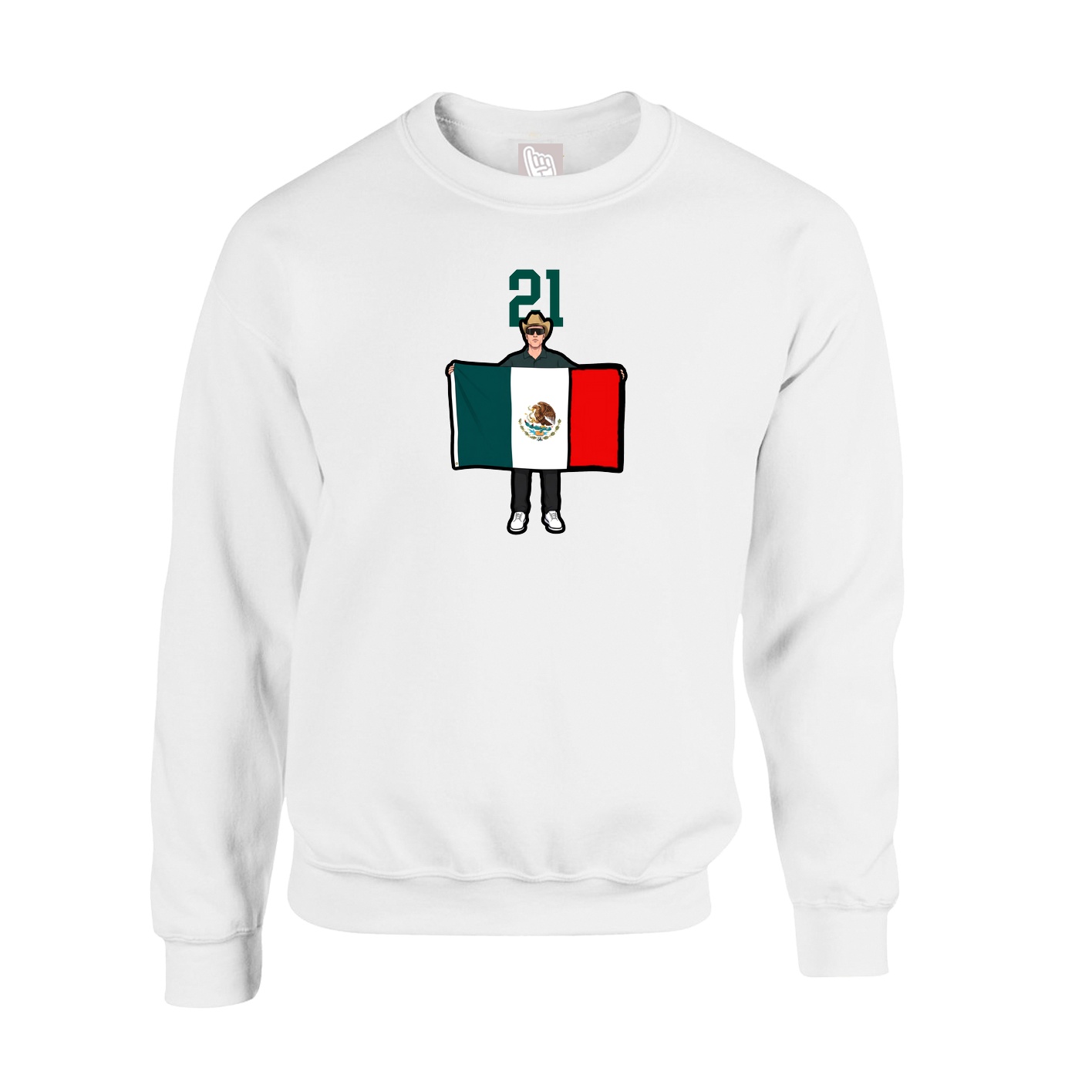 Fleece Crew — Number Top in White