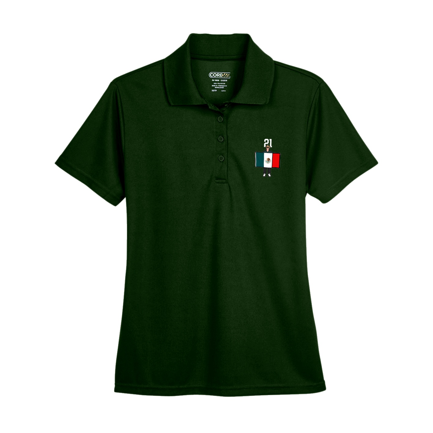Womens Performance Polo — Number Top in Green