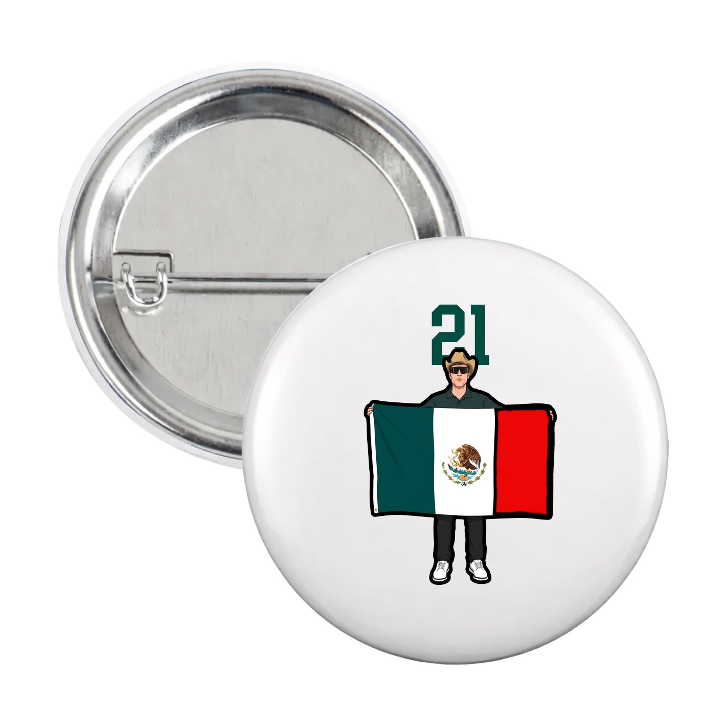 Game Day Button — Number Top in White