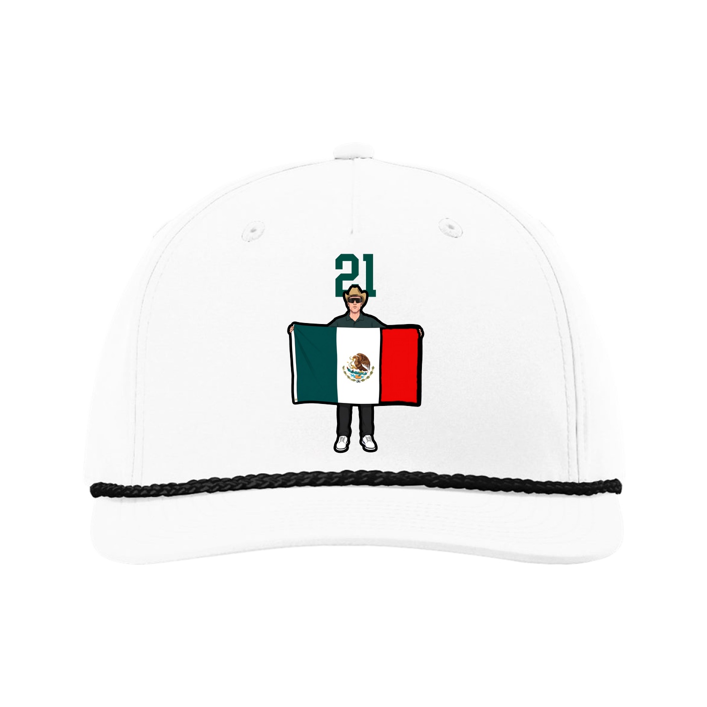 Five-Panel Classic Rope Cap — Number Top in White